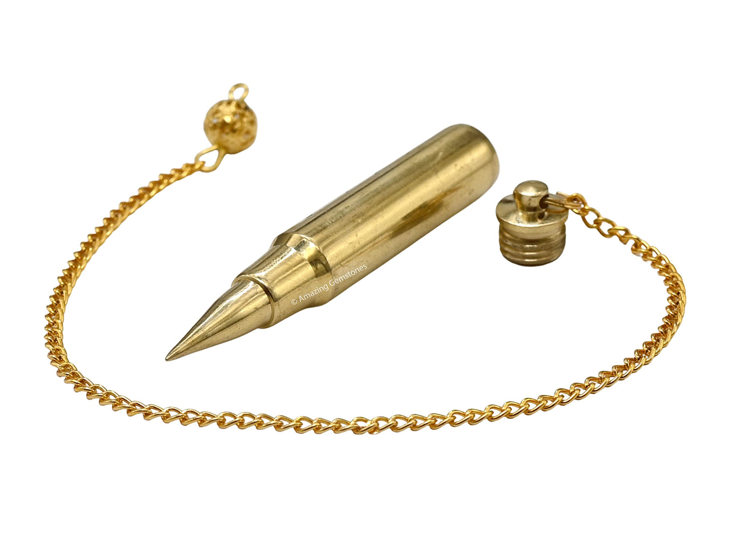 Amazing Gemstone Healing Metal Pendulums for Divination, Gold 3 Piece Bullet Point Steel Copper Pendulum High Energy Pendulo de Bronce Pendulos de Mesa MP53