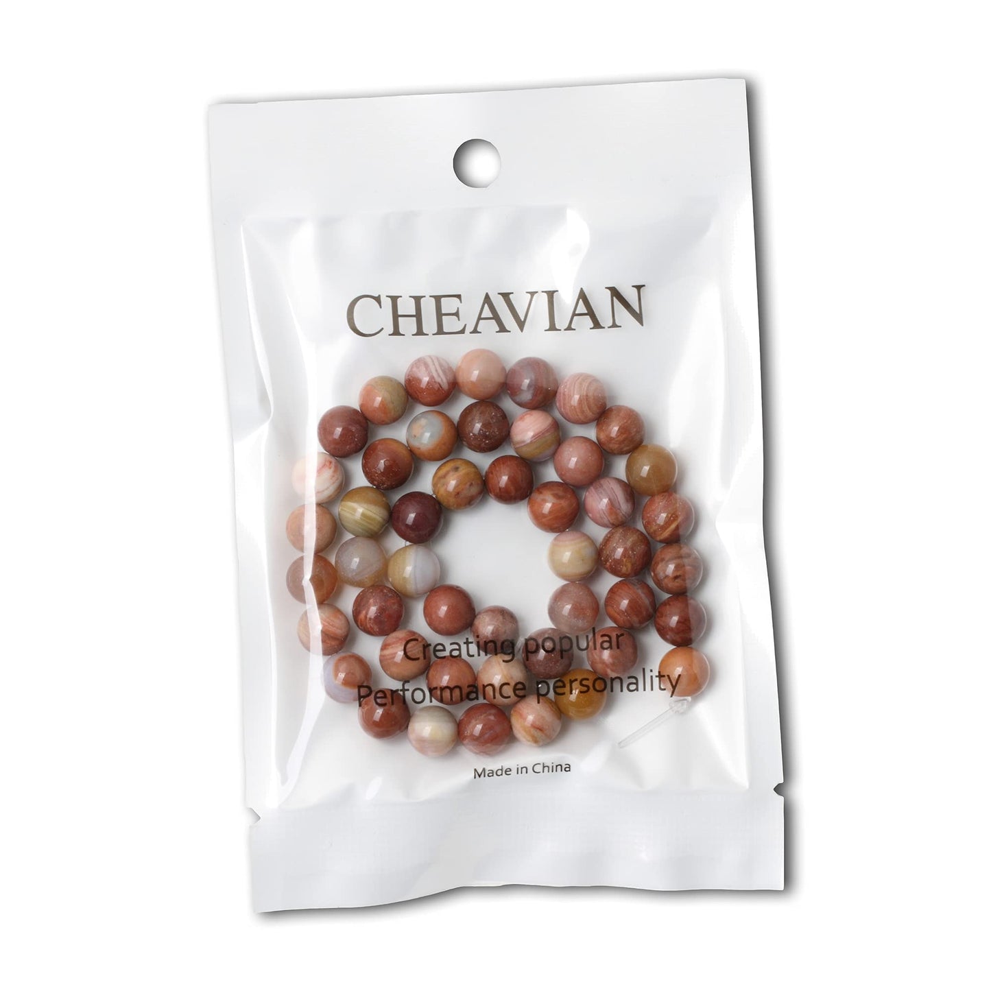 CHEAVIAN 45PCS 8mm Natural Petrified Wood Jade Round Loose Beads for Jewelry Making DIY Bracelet Necklace Materials 1 Strand 15"
