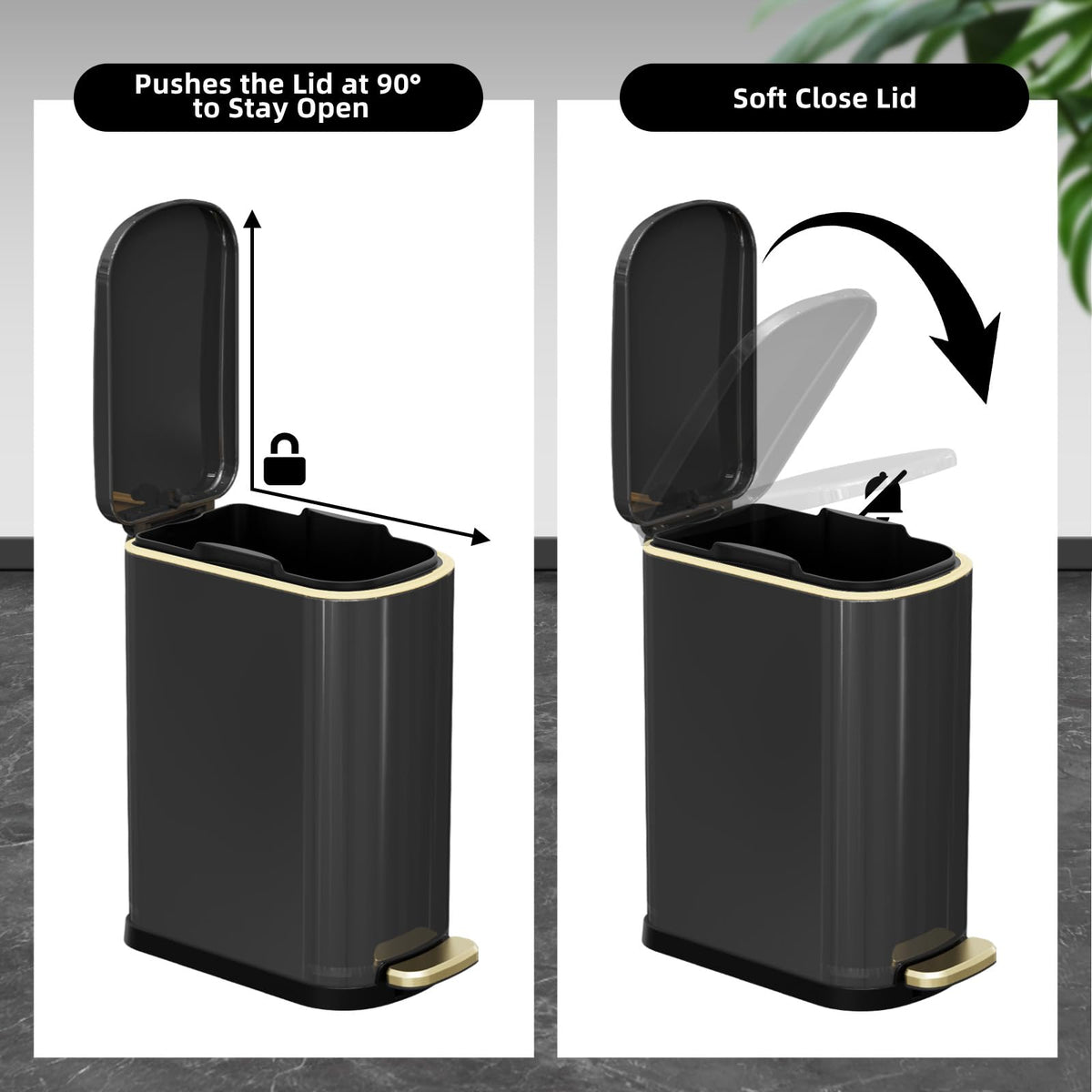 2.6 Gallon Slim Bathroom Trash Can with Soft