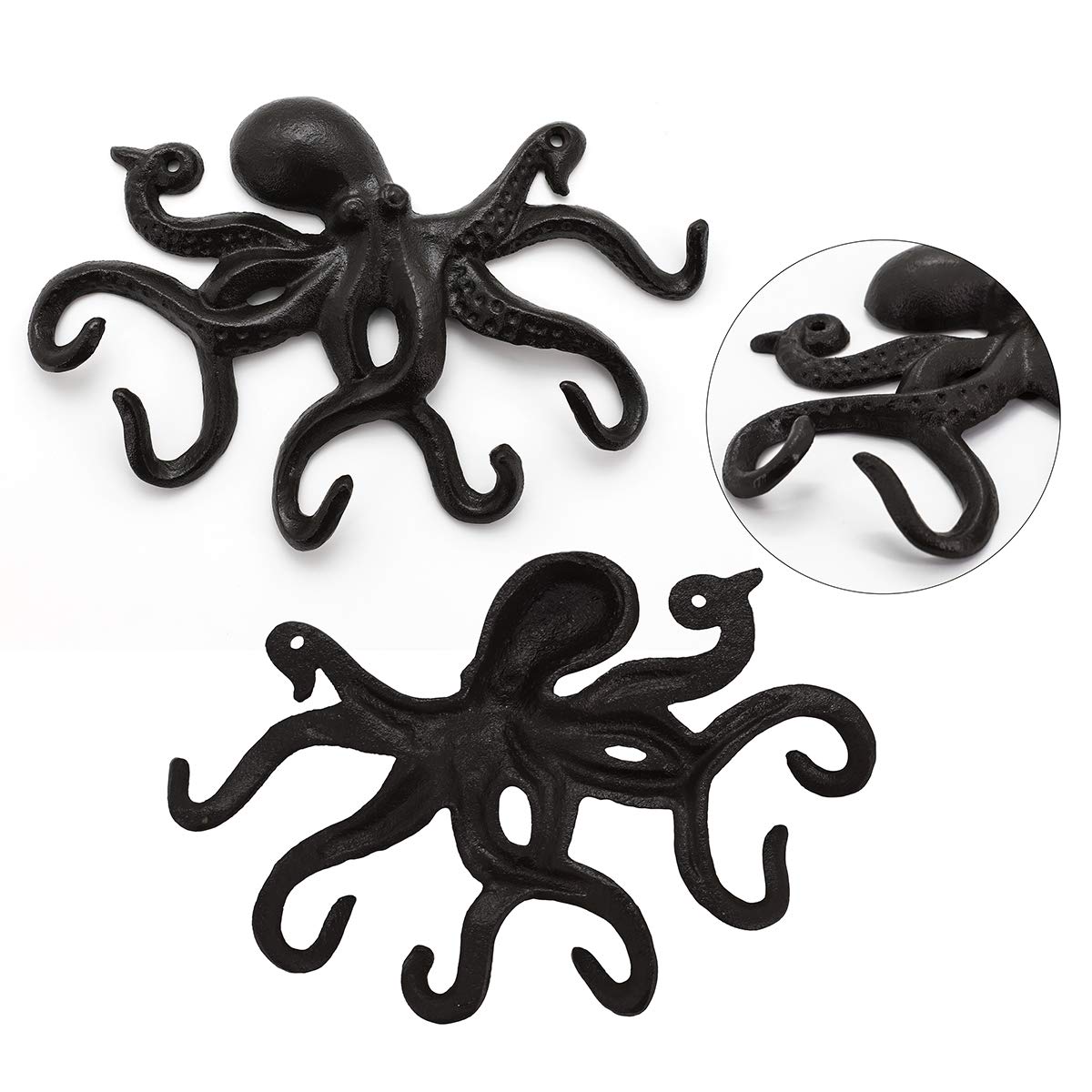 ChasBete Key Holder for Wall, Octopus Coat Hooks Wall Mounted Towel Hooks, Heavy Duty Key Hooks Decorative with 6 arms