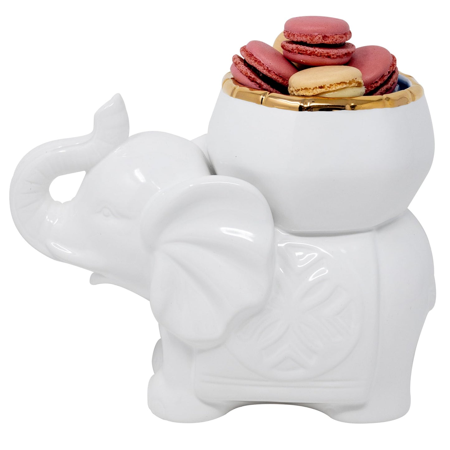 Lilly Pulitzer Small Elephant Shaped Cachepot Planter for Indoor Plants, Ceramic Pot with Gold Accents (Coconut)