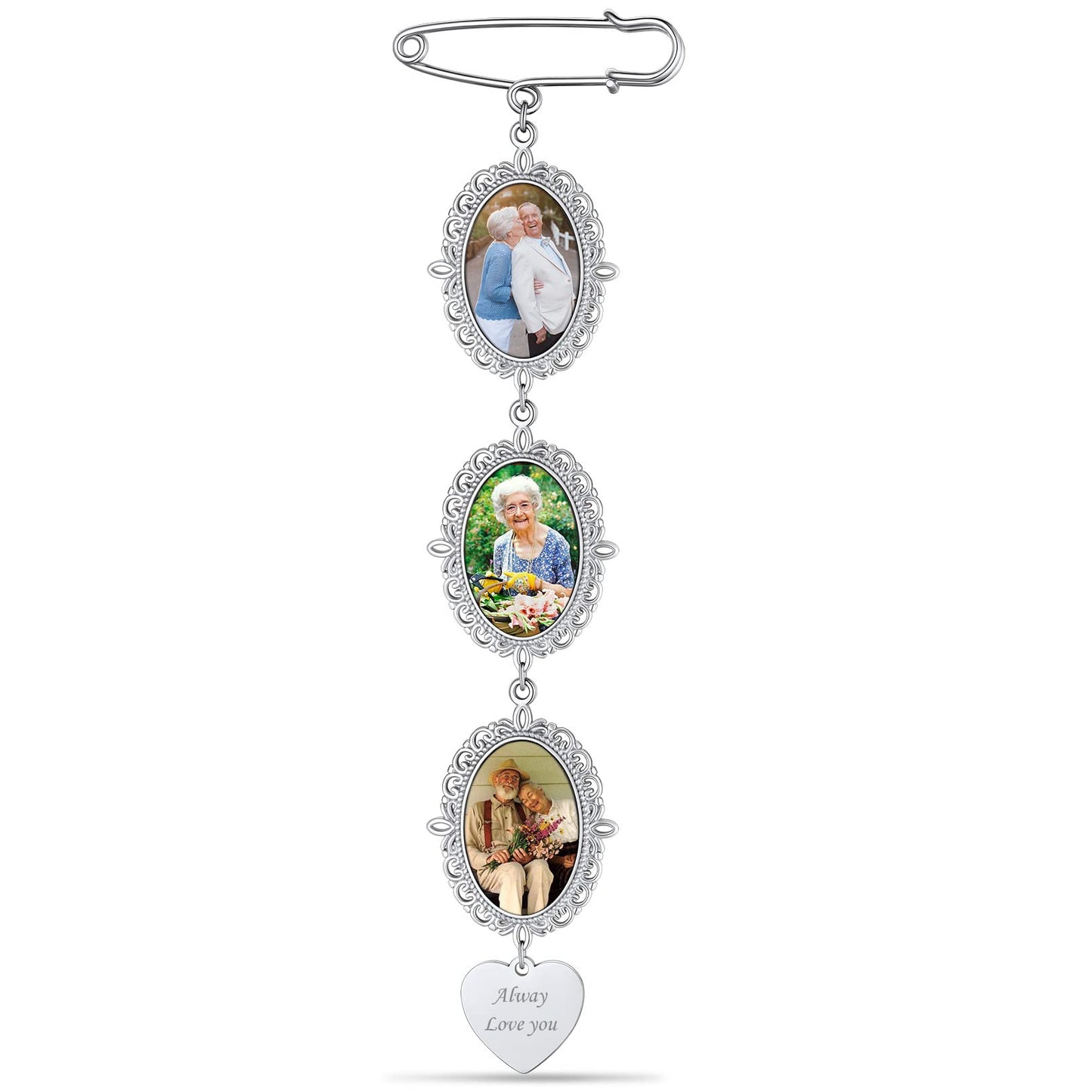 Custom4U Wedding Bouquet Charms with Picture Custom Memorial Photo Pins