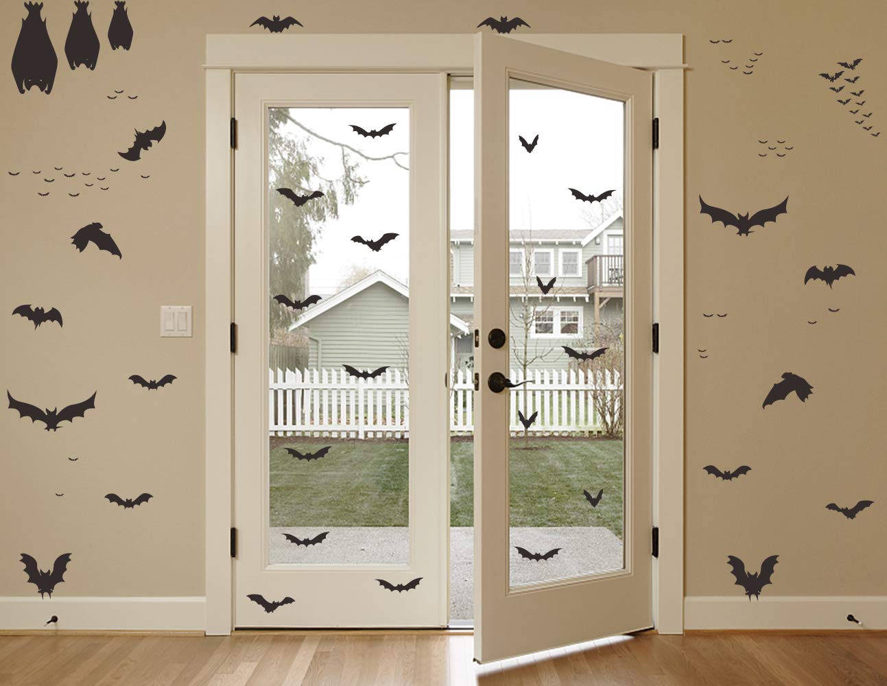 Mozamy Creative Halloween Bats Wall Decals Halloween Décor Black Bats Decals Halloween Decorations