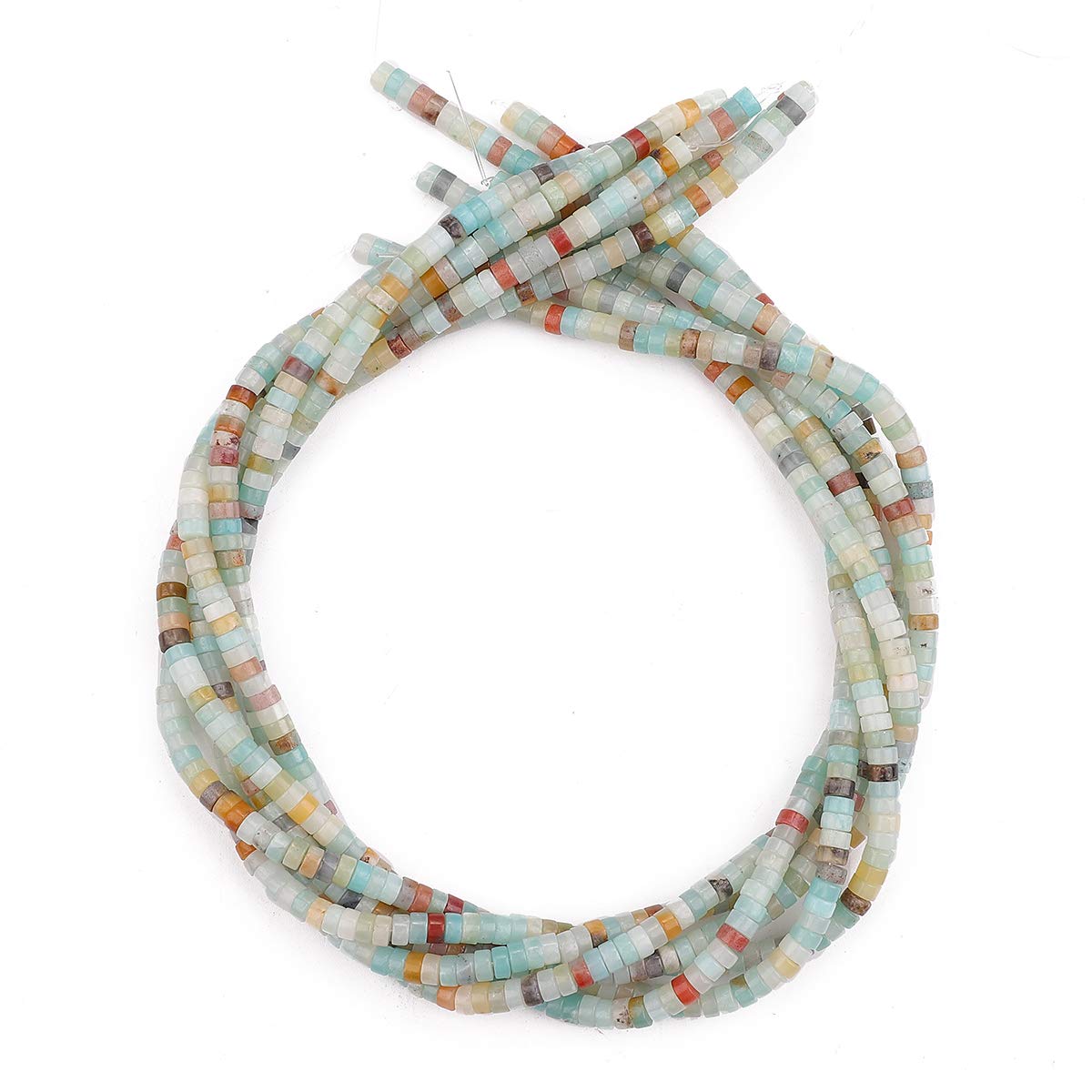 BEADIA Natural Amazonite Spacer Beads Caps Loose Semi Gemstone for Beading Jewelry Making 4mmx2mm 38cm