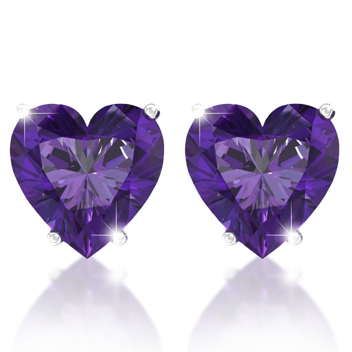 Belinda Jewelz - Heart Stud Earrings, 5mm Cubic Zirconia Heart Earrings with Prong Setting, 925 Sterling Silver Earrings Studs, Amethyst Stud Earrings for Women
