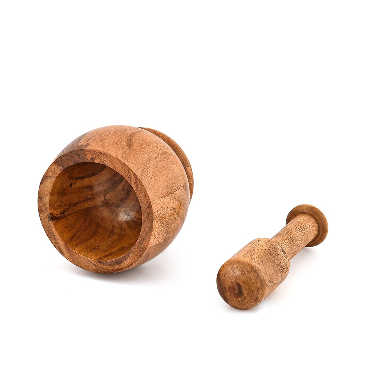 Nirman Mortar & Pestles Acacia Wood Natural Wood Spice Grinder for Herbs, Garlic, and Seasonings | Rustic Kitchen Tool (4" x 4" x3")