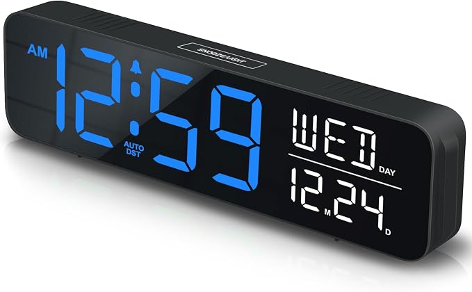 Peakeep Large Display Digital Alarm Clock for Bedroom with Date Day of Week