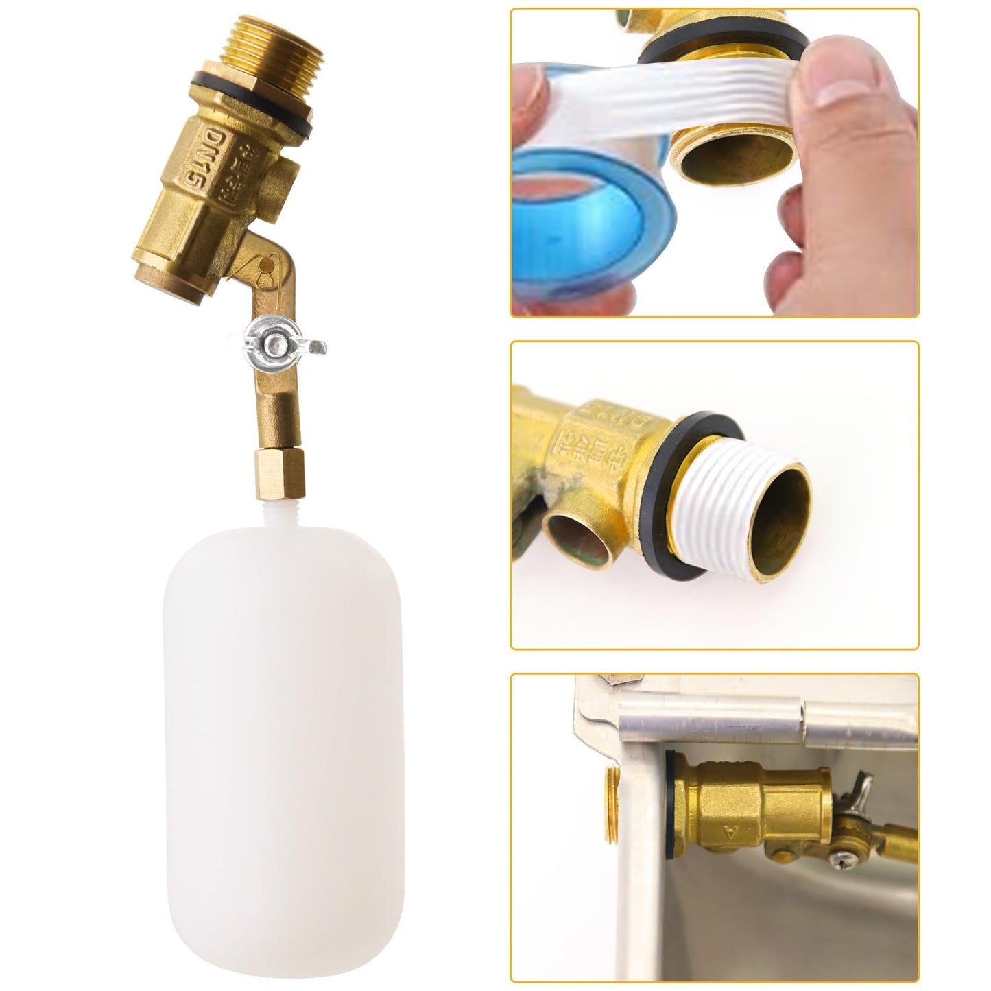 2 Pack Brass Float Valve 1/2 inch,with Adjustable Arm Automatic Fill Float Valve for Livestock Trough Pond Control Adjustable Switch
