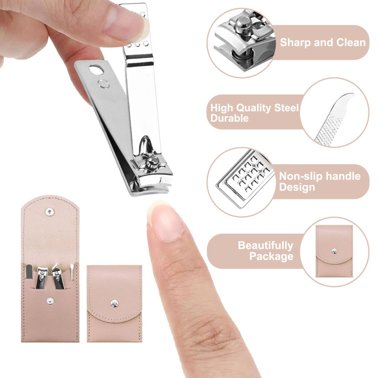 20 Sets Manicure Set Bulk, Nail Clippers Kit Stainless Steel Fingernail Clippers Set, Sturdy Nail Tip Cutter Trimmers Professional Grooming Toenail Clippers Personal Pedicure Kits Gift (Pink 4 in 1)