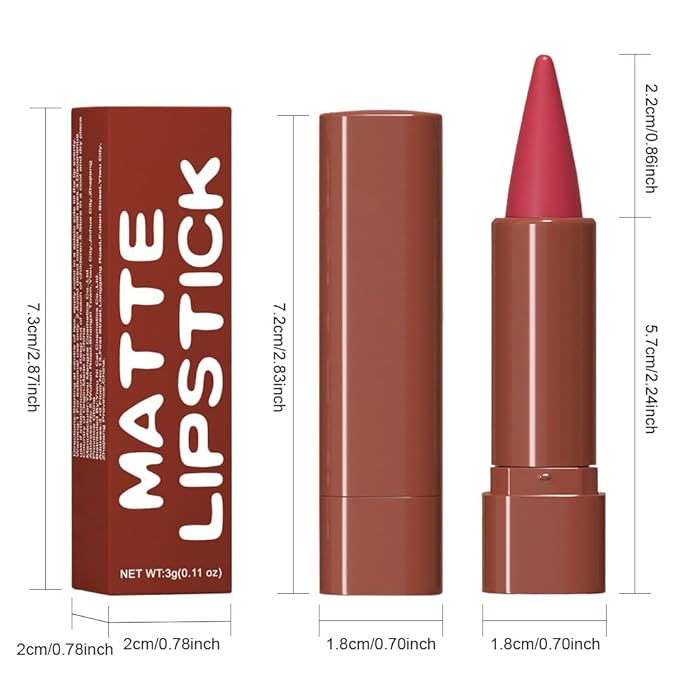 evpct Ruby Red Gradient Matte Lipstick Lip Liner Crayon Combo Pencil Set for Women Long Lasting Waterproof, Sexy Red Matte Cream Lip Liner and Lipstick Combo Makeup Flawless Gradual Ombre Effect, A06