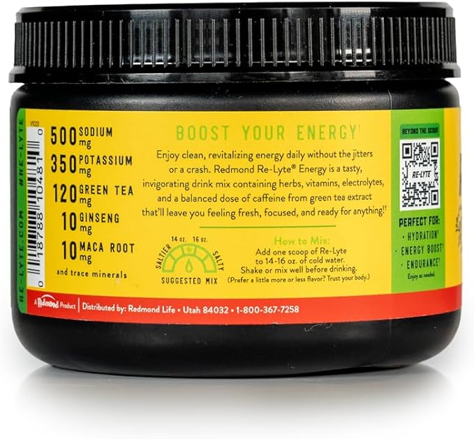 REDMOND Re-Lyte Energy Electrolyte Mix, Limeade, 8.9oz Jar