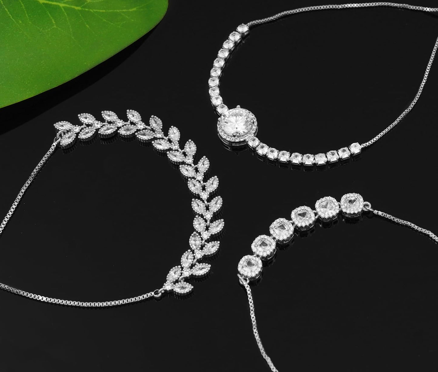 Wovanoo Tennis Bracelet for Women Cubic Zirconia Bracelets Adjustable Slider Bracelets Silver