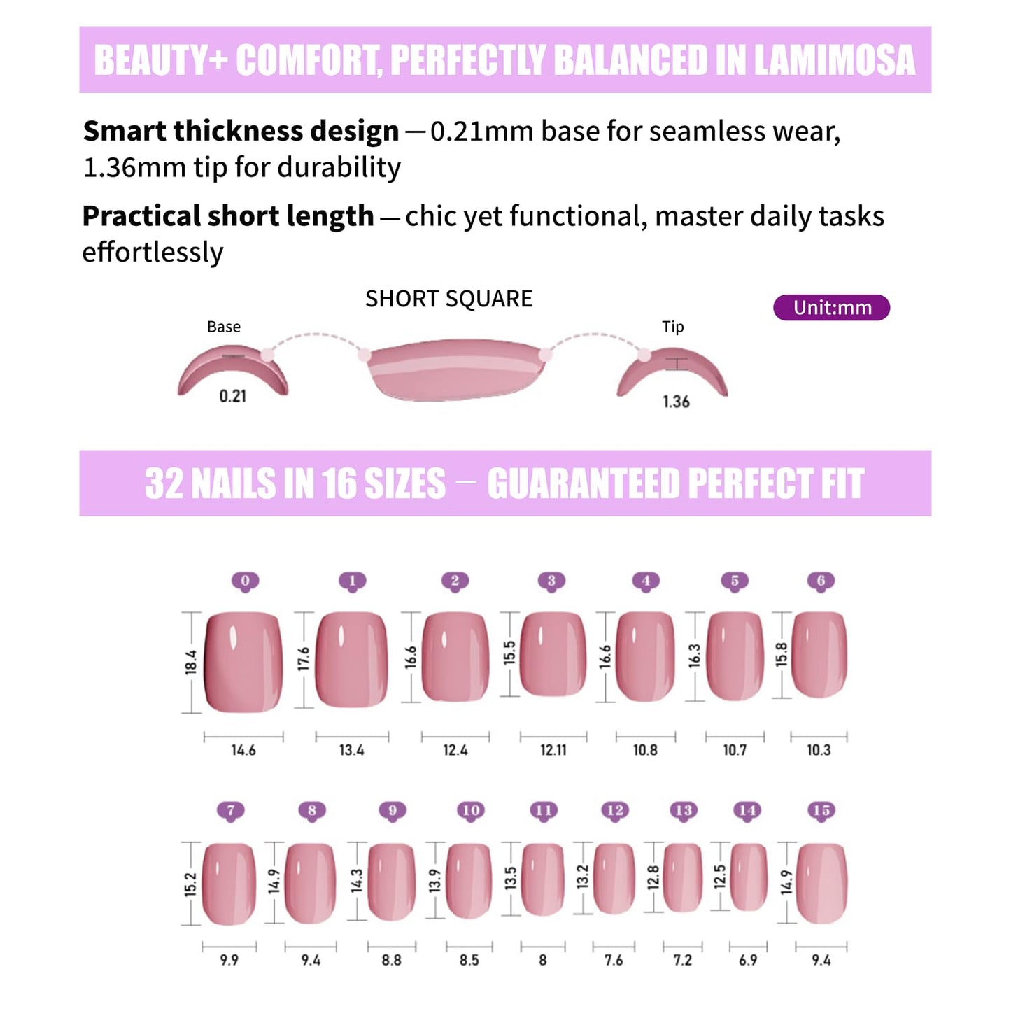 LAMIMOSA 32Pcs Cat Eye Press On Nails Short Square – Soft Gel Fake Nails in 16 Sizes in Glazed Finish, Reusable Glue on Nails Kit, MOON STONE