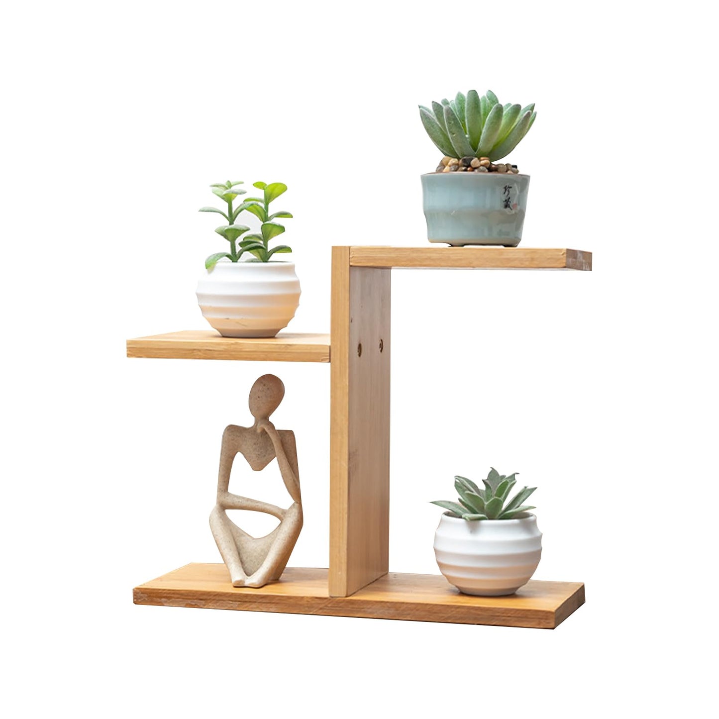 QruiLanTu Mini Desktop Plant Stand Indoor Multi-Layer Window Sill Flower Stand Bamboo Succulent Window Sill Stand Bracket For Home , Office, Living Room, Bedroom Plant Display(Three-Layer)