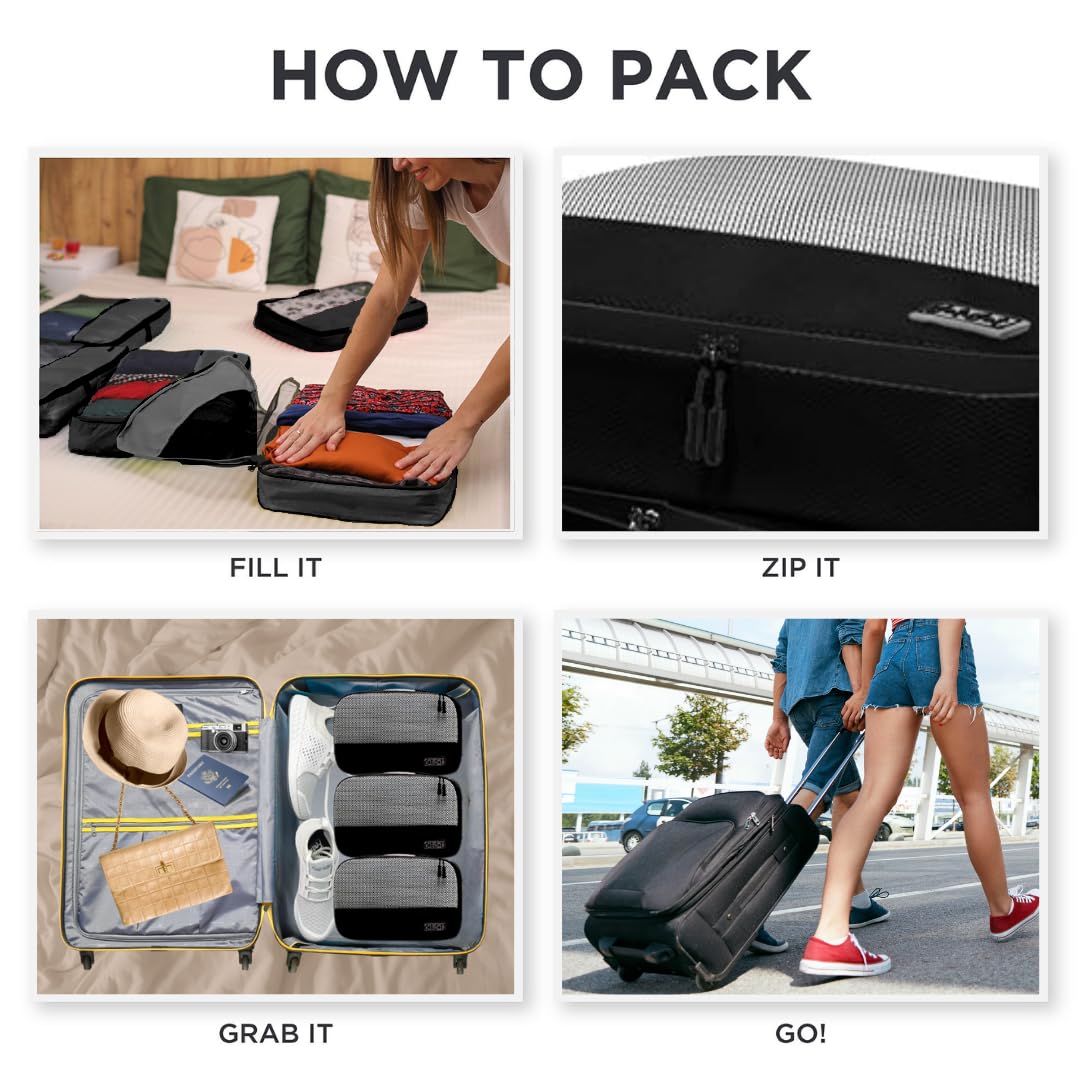 Large Packing Cubes for Travel - 5pc Packing Cubes for Suitcases - Lightweight Luggage Organizer Bags (Non-Compression)