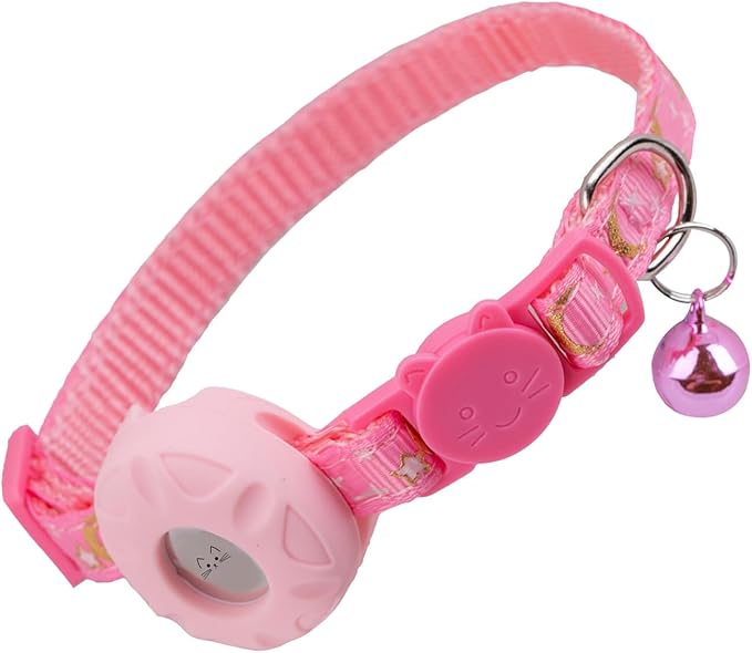 Breakaway Cat Collar with Airtag Holder,Kitten Collar with Bell