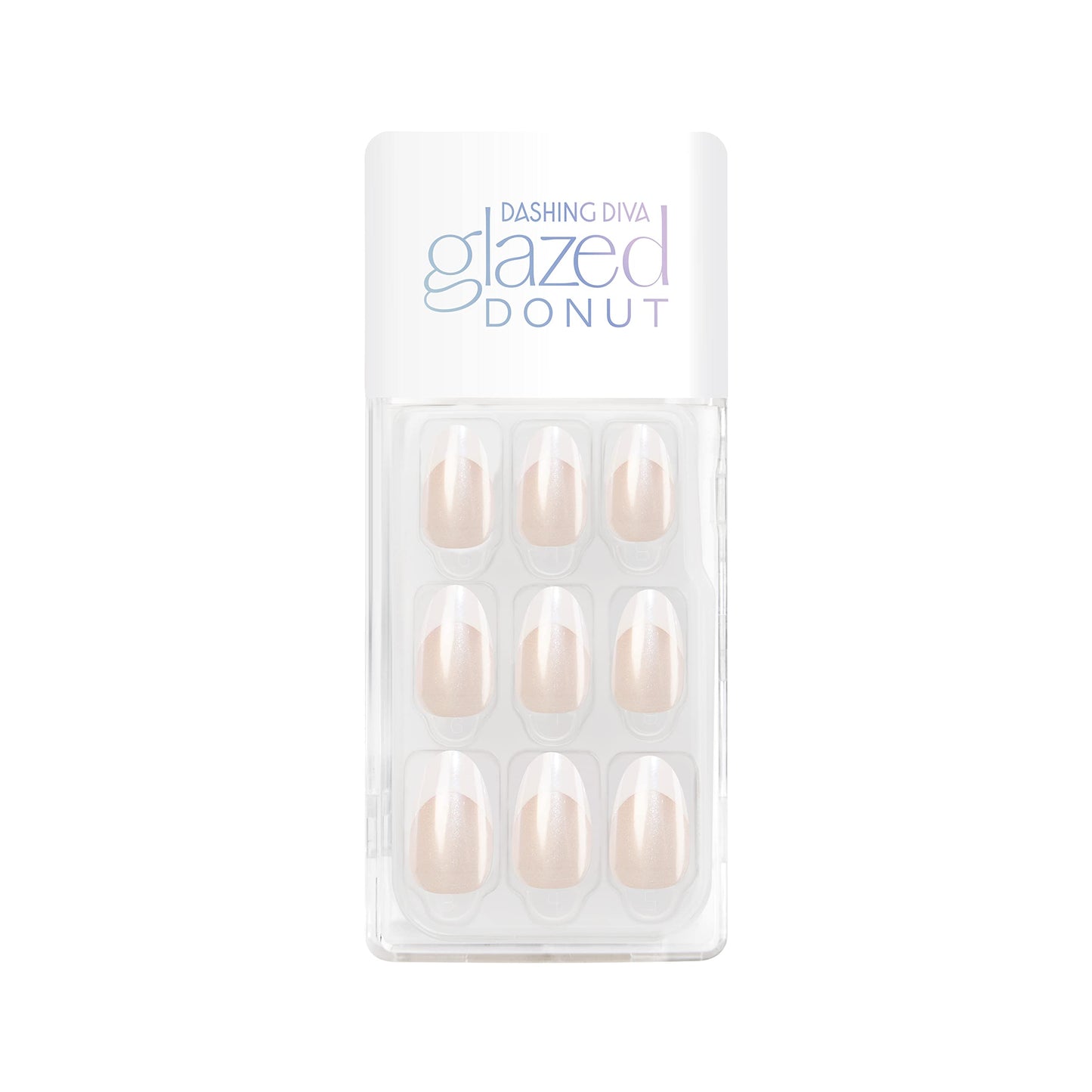 Dashing Diva Magic Press Nails - French Glaze | Medium, Almond Shaped Press On Nails | Long Lasting Stick On Gel Nails | Lasts Up to 7 Days | Contains 30 Stick On Nails, 1 Prep Pad, 1 File