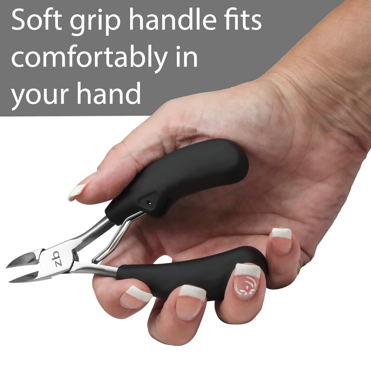 Zizzili Basics Toenail Clippers for Thick or Ingrown Nails – Large Easy-Grip Handle - Heavy Duty, Sharp Stainless Steel Nippers for Seniors & Home Pedicure Care
