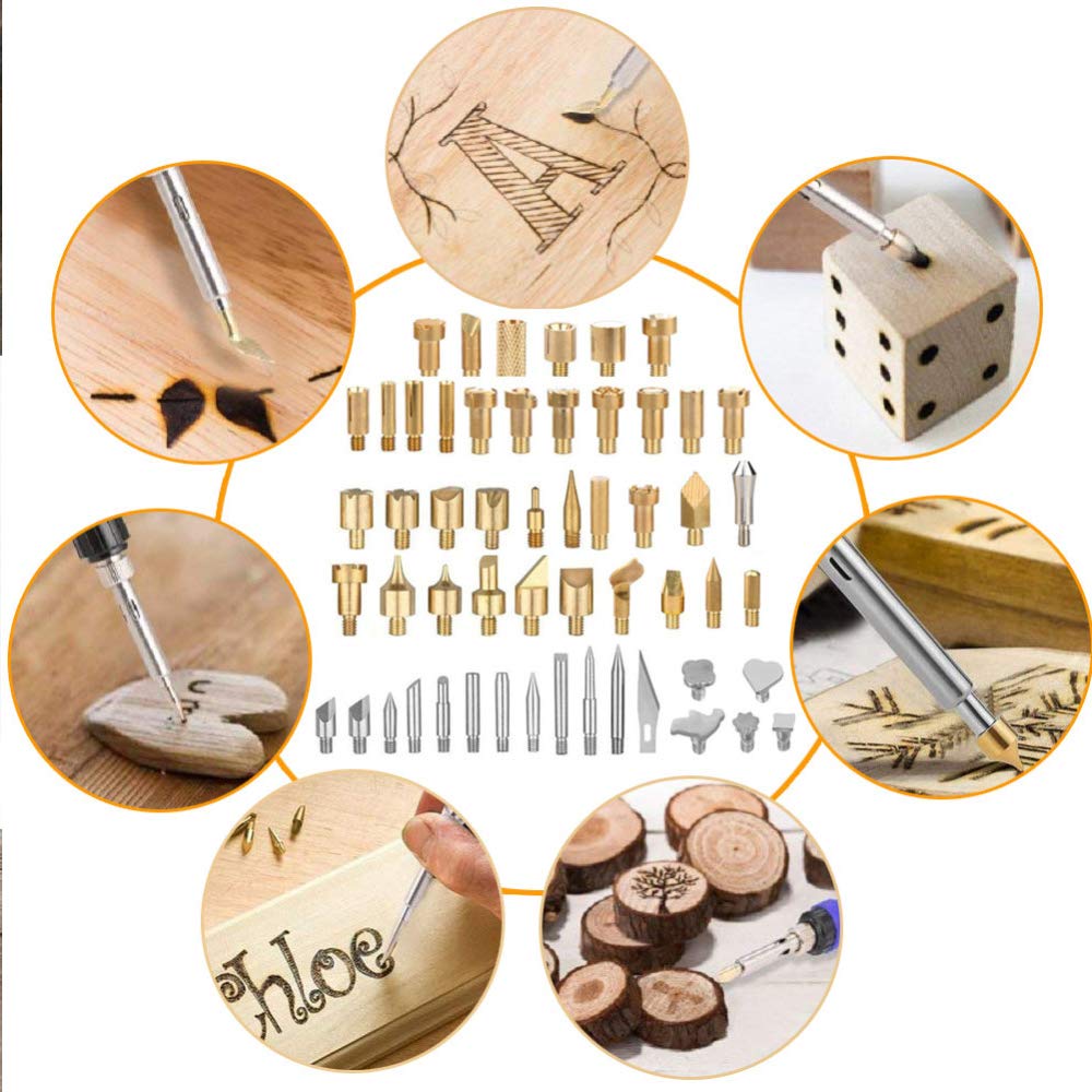 ACRSIKR Wood Burning Kit, Wood Burning Tool Adjustable Temperature Woodburning Pyrography Pen Kit for Adults 46 Pcs (Blue)