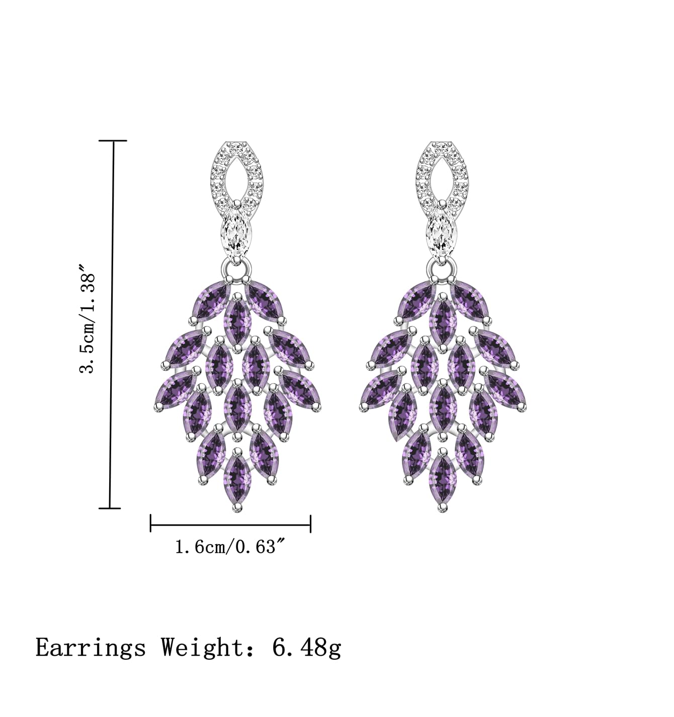 LMXXVJ Created Royal Blue Sapphire Long Earrings for Women,Platinum Plated Long Teardrop Earring