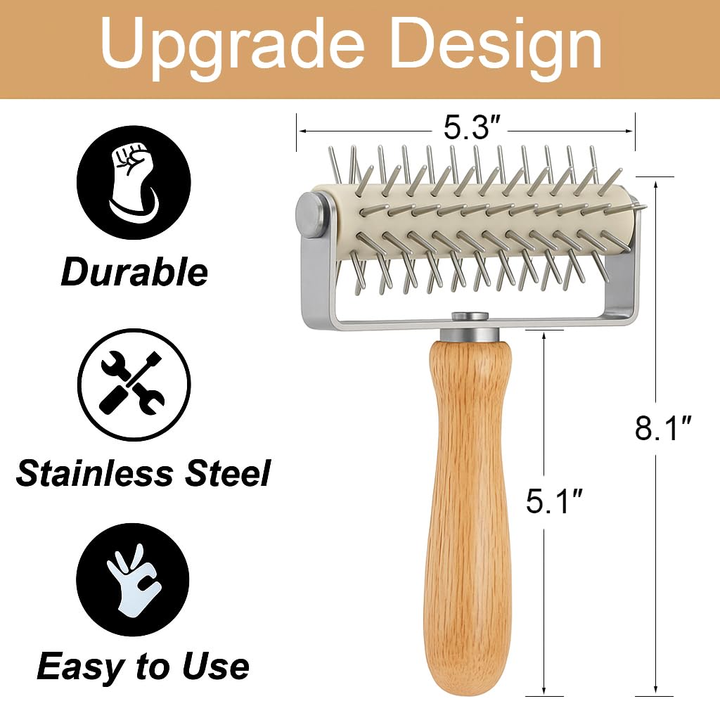 EVEDMOT Pizza Dough Docker Roller Stainless Steel, Pin Puncher Dough Hole Maker, Docking Tool for Pizza Pie Cookie Pastry Bread