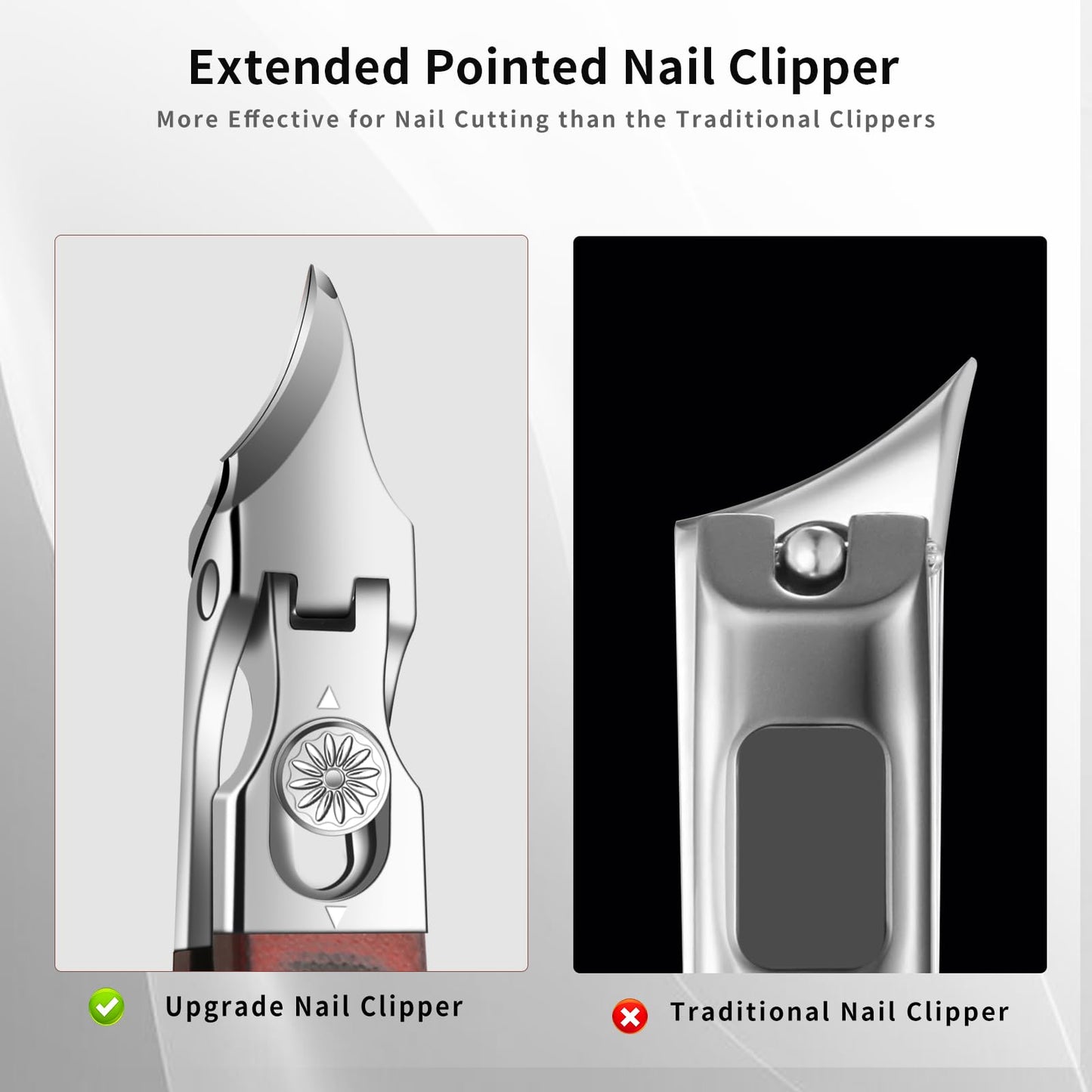 Large-Opening Pointed-Edge Nail Clipper - Detailed Trimming for Narrow Areas - G10 Handle & Stainless Steel Blades - Suited for Ingrown-Nail, Thick-Nail Users & Seniors(Straight Red C)