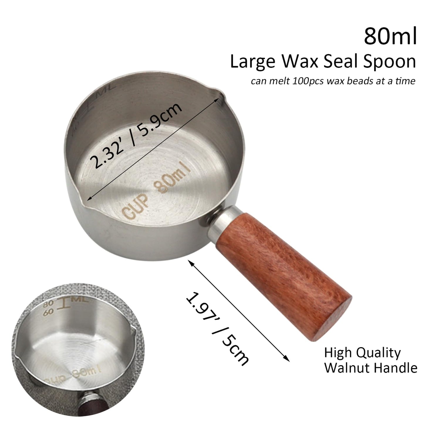 Andotopee Electric Wax Seal Warmer and Spoon Kit with 80ml Spoon, Non-Stick Sealing Wax Spoon, Tinfoil for Fast Melting Beads and Sticks - Sealing Melting Furnace Set for Stamp Seals Craft, Blue