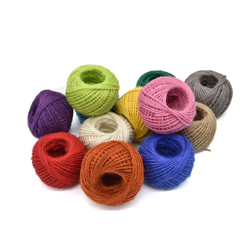 Jute Twine 12 Pack 3 Ply 12 Colors for Artworks and Gift Wrapping String Crafts Gift Twine 33 Yards per Roll