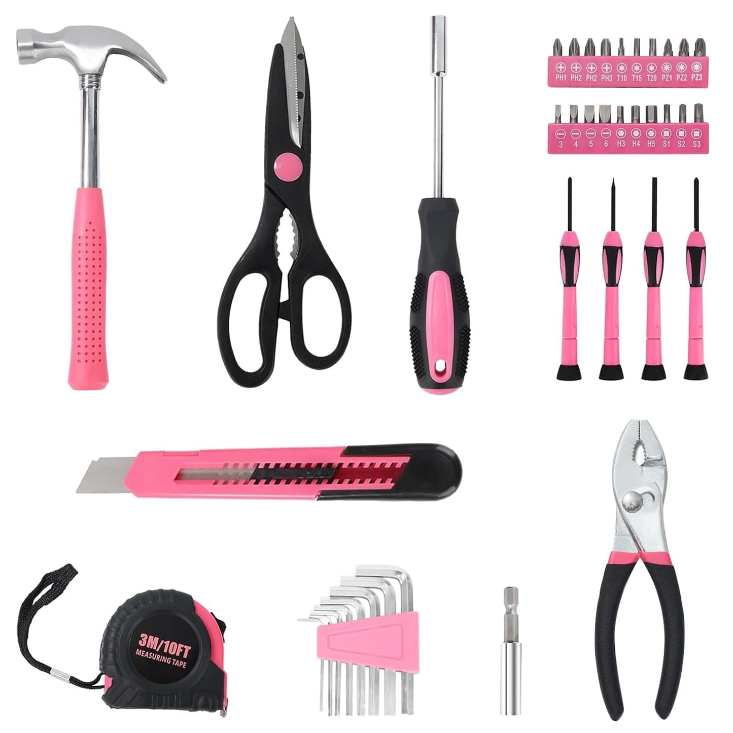 ARUCMIN 39-Piece Household Tool Set with Toolbox Storage Case for Essential Home Repairs, DIY, and Everyday Use in Home, Garage and Office