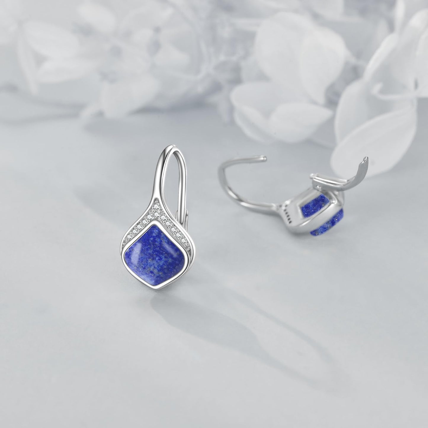 Lapis Lazuli Drop Earrings Sterling Silver Lapis Teardrop Leverback Earrings Blue Stone Dangle Earrings Jewelry Christmas Gifts For Women