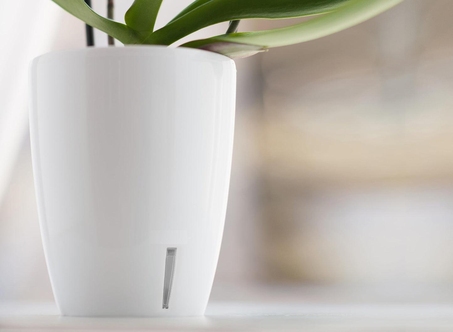 DECOPOTS - Self Watering Orchids Pots Set of 3 - Wicking Planter for Flowers - Water Level Indicator (5.9" Diameter, White)