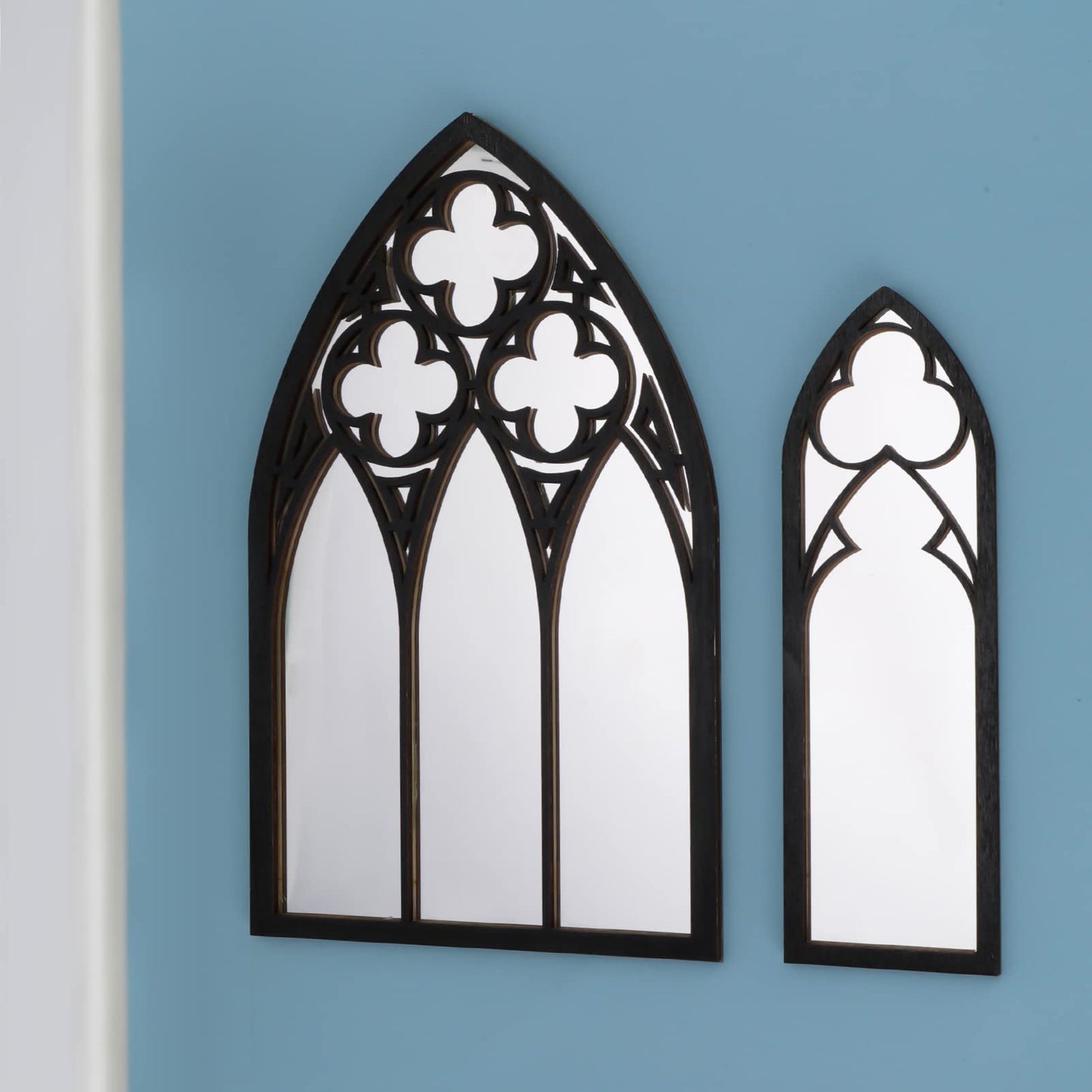 BOUMUSOE 3 Pack Gothic Mirrors, Cathedral Arch Frame, Tiny Gothic Room Decor - 9.8 inches Spooky Decorative Rustic Wall Hanging for Bedroom & Bathroom