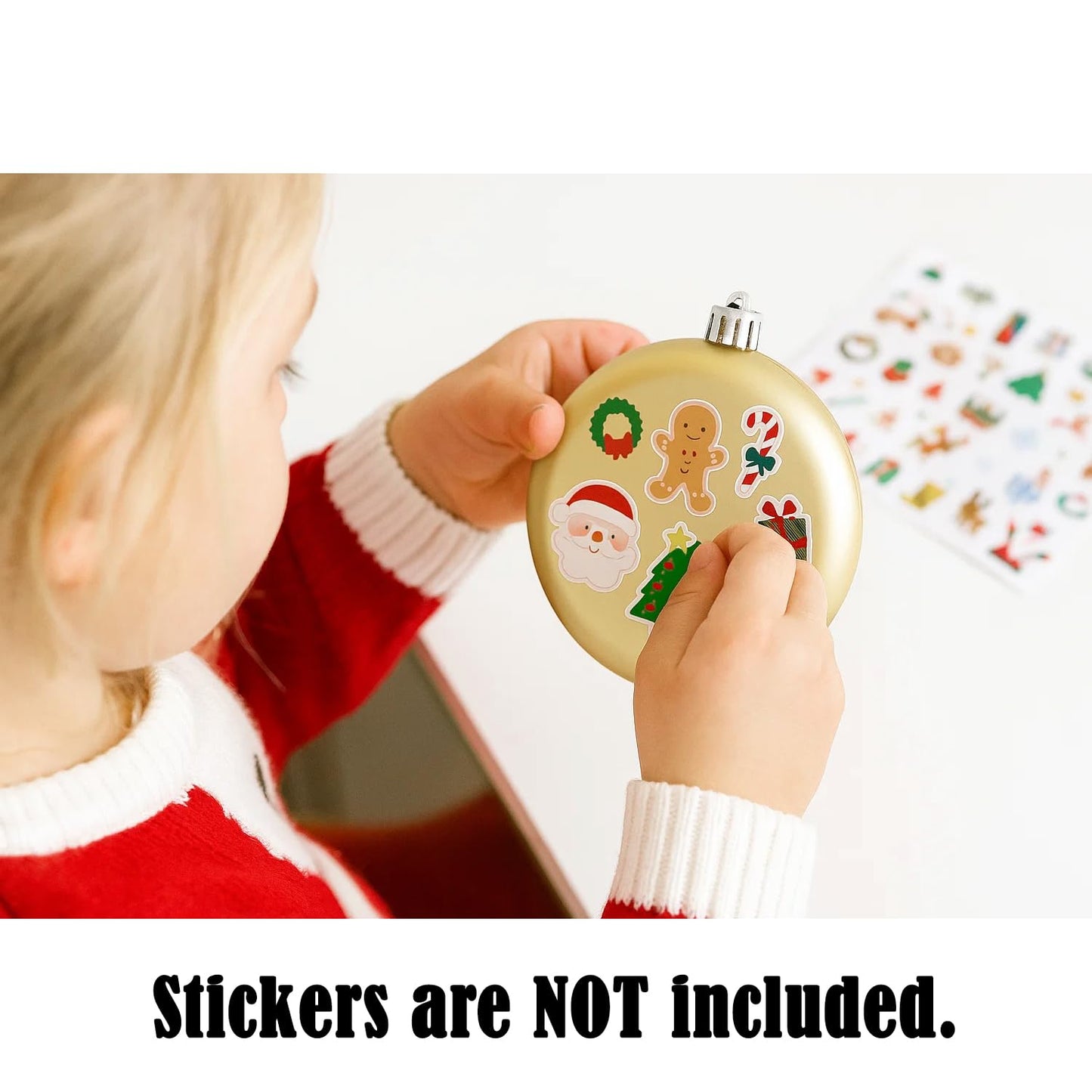 SLEETLY 4" 12pk Blank DIY Christmas Ornaments for Crafts to Personalize, Make Your Own Ornament for Kids and Adults, Drawing, Stickers, Plain Paintable Flat Disc to Decorate, Stencils, Matte Gold