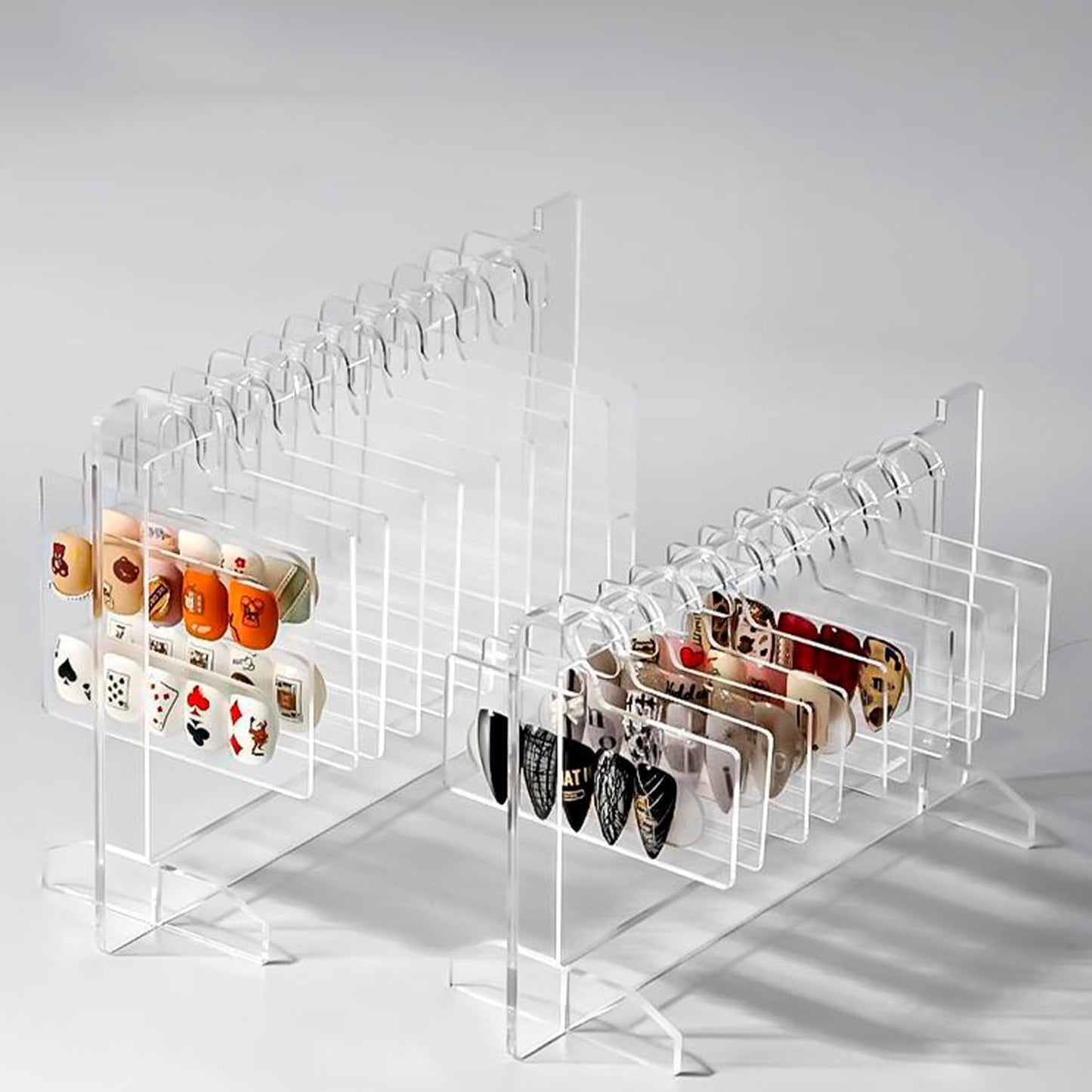 Hapivida Transparent Nail Art Display Board, 2Pcs Acrylic Hanging Nail Display Polish Board Nail Tips Sample Display Stand with 10pcs Hanger