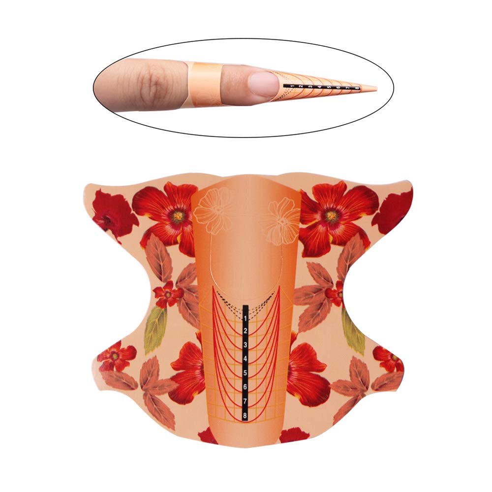 Beauty Leader 500 Pcs/Roll Nail Art Acrylic Tip Guide Gel Extension Nail Polish Styling Tools Curl Forms for Nails Care (A-Orange)