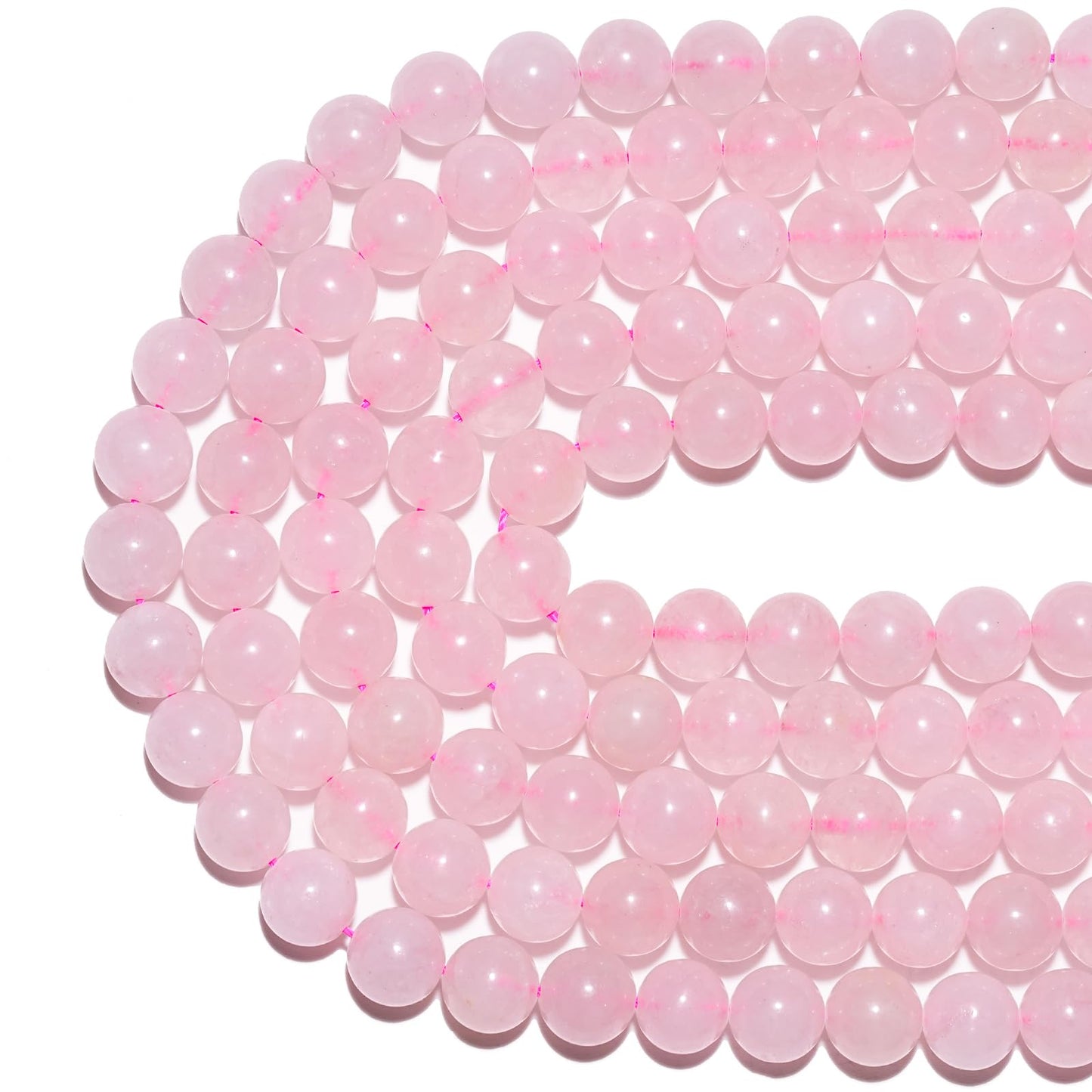 8mm Natural Rose Quartz Gemstone Beads Polished Round Smooth Stone Beads for Bracelets Jewelry Making 15inch Loose Beads