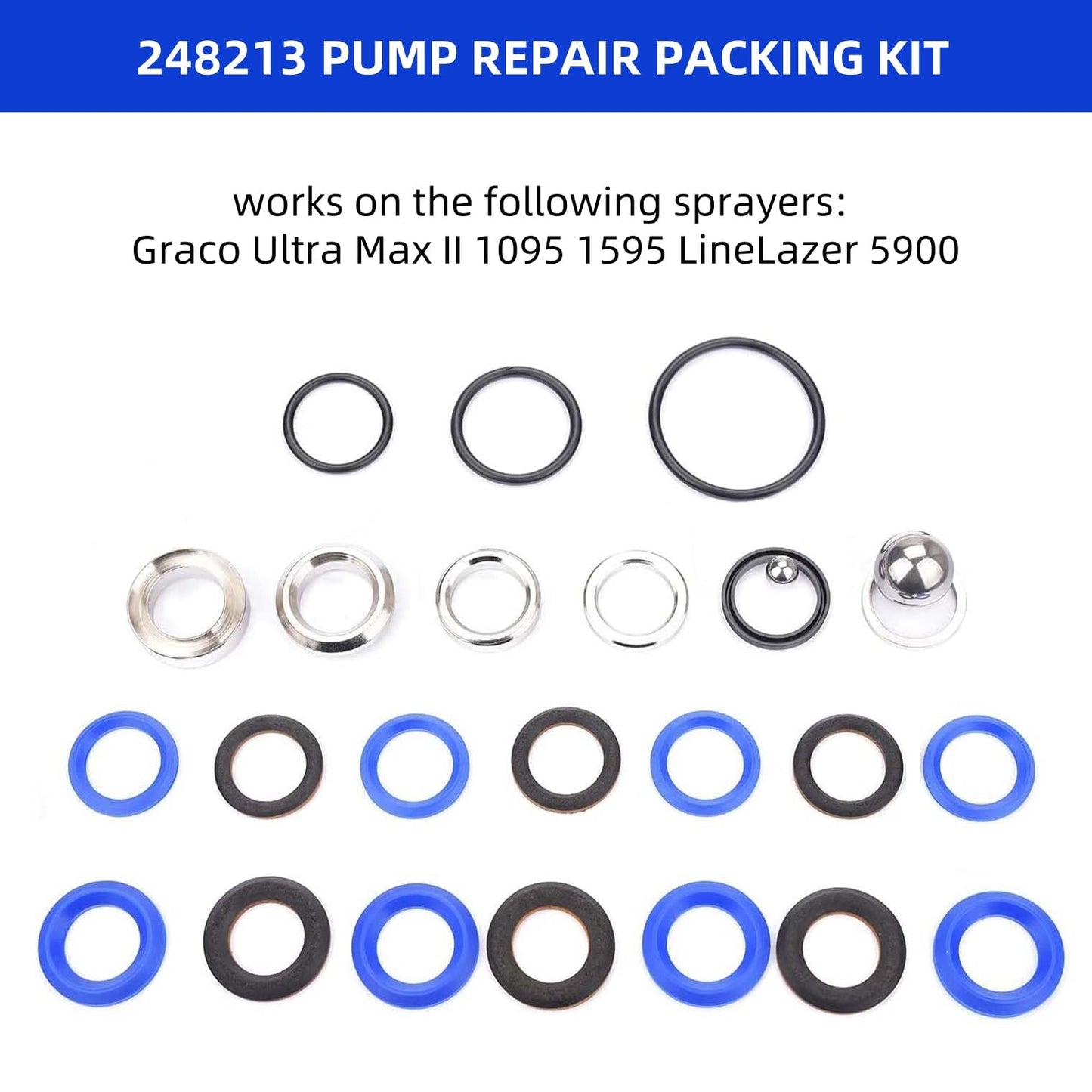 HSKLAADC 248213 Pump Repair Packing Kit for Graco Ultra Max II 1095 1595 GMax 5900 10000 Airless Paint Sprayer Replacement Seal Accessories