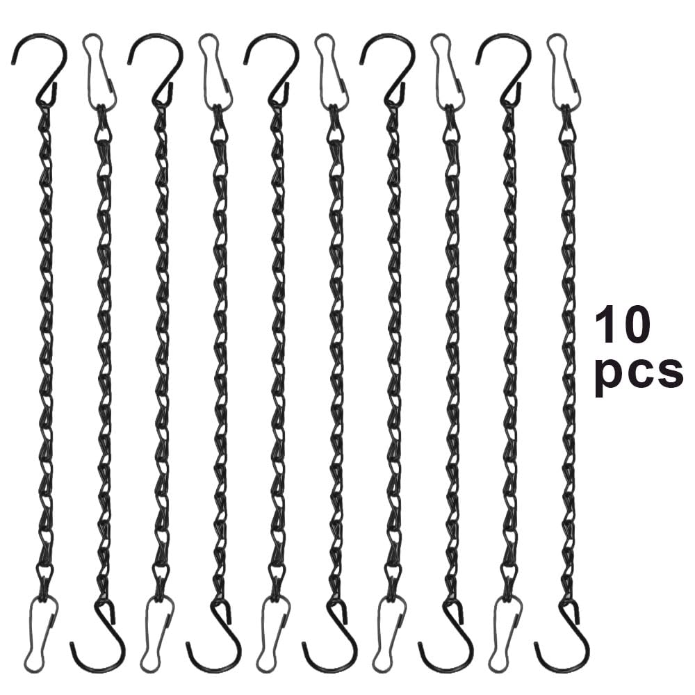 10 Pack Black Hanging Chains for Planters，Lanterns，Bird Feeders，Billboards，Plant Baskets etc， Length 9.5 Inch，Outdoor Indoor Use