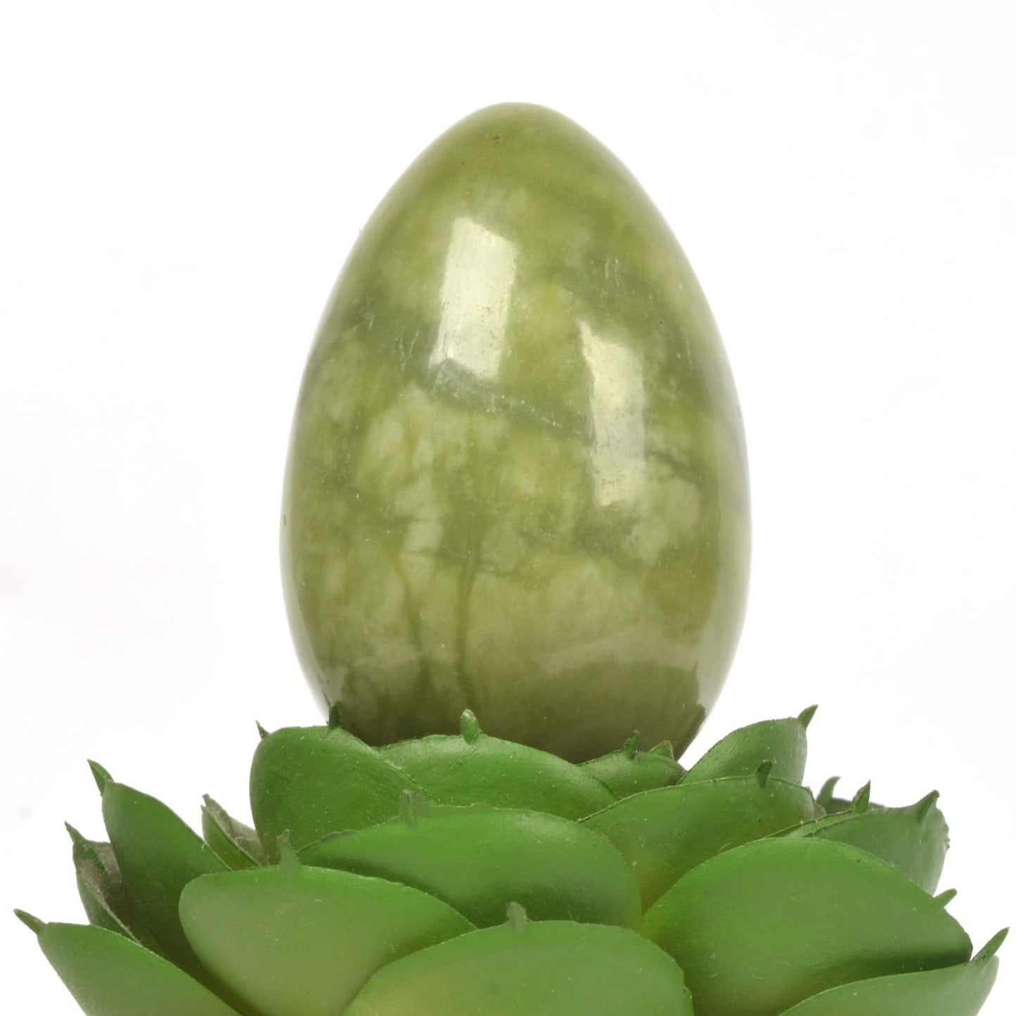 Justinstones Natural Multi-Color Nephrite Gemstone Egg Crystal Healing Chakra Meditation Home Office Decor Stone with Stone Stand