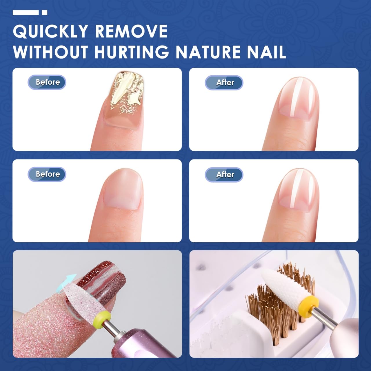 21pcs Nail Drill Bits Sets with Nail Drill Holder Case, 3/32 Inch Cuticle Electric Nail File & Ceramic Acrylic Gel Nail Bit Kit, Carbide Cuticle Remover Bits for Manicure Pedicure, Home Salon