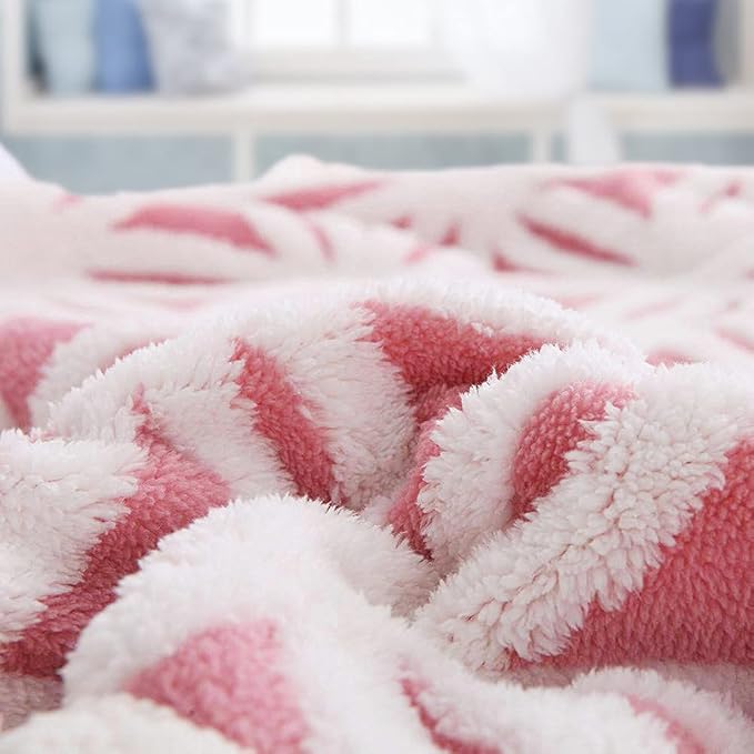 LOMAO Sherpa Fleece Blanket Fuzzy Soft Bed Blanket Dual Sided Throw Blanket fit Couch Sofa (Pink,51x63)