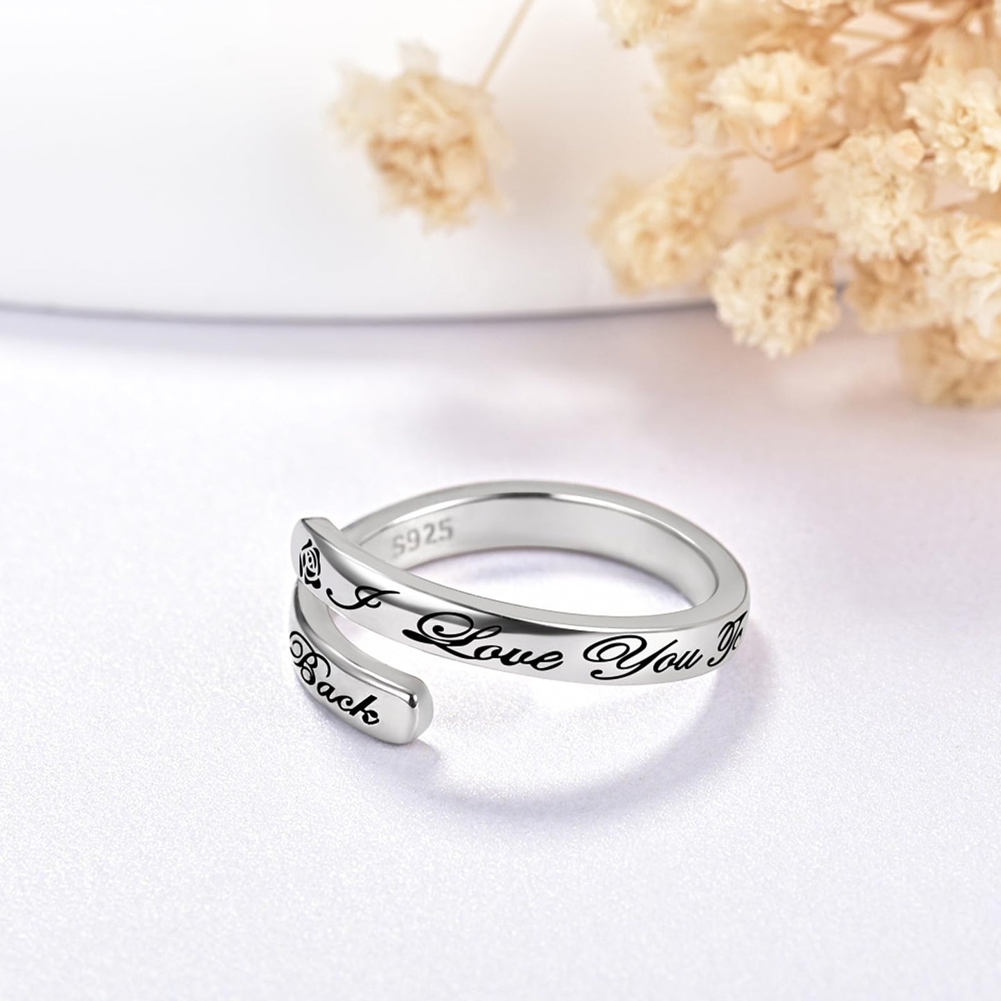 S925 Sterling Silver Inspirational Jewelry Rings Adjustable Ring Personality Encouragement Gift for Teens Women