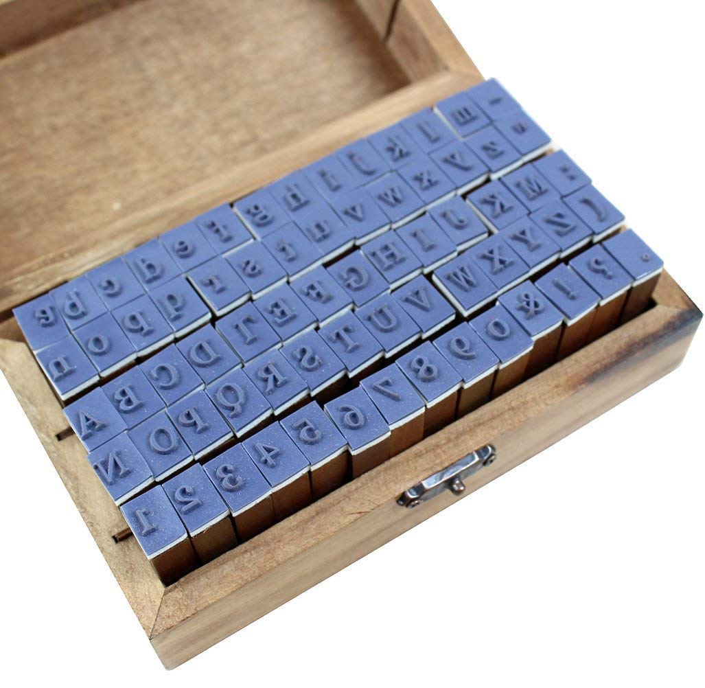 Estone 70pcs/set Wooden Box multipurpose Number Alphabet Letter Wood Rubber Stamp New