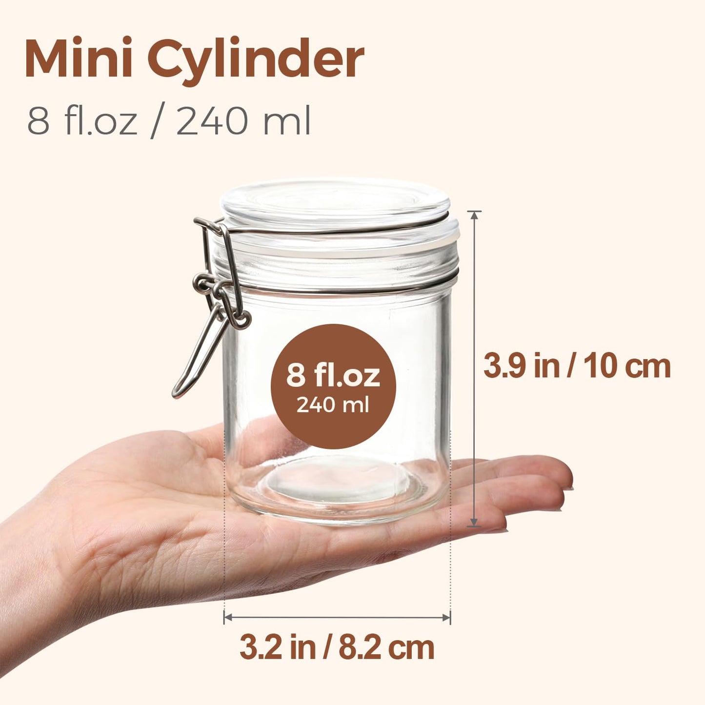 ComSaf 8oz Glass Jars with Airtight Lids (Value Pack of 12), Bulk Cylindrical Jelly Jars for Complete Pantry Organization, 240ml Small Canisters for Sourdough Discard, Spices, Crafts & More