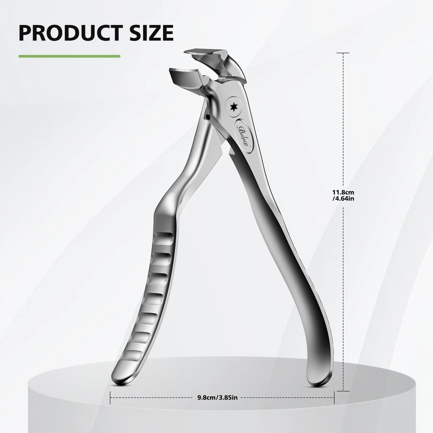 BALUCA Ergonomic Nail Clipper for Seniors - Toenail Clipper for Thick Toenails and Fingernails, Long Handle Nail Clippers with Catcher (Silver, Long Handle)