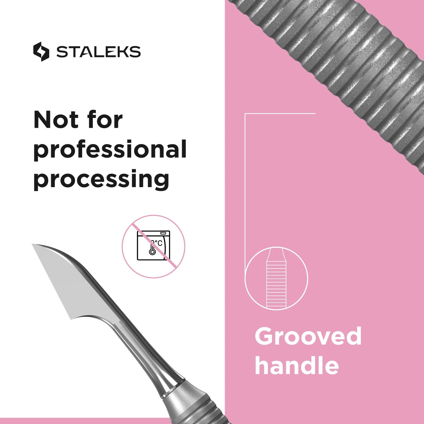 Staleks Beauty & Care Manicure Pusher 30 Type 1 – Dual-Ended Cuticle Pusher and Hatchet-shaped Cleaner – Stainless Steel Tool for Home Use