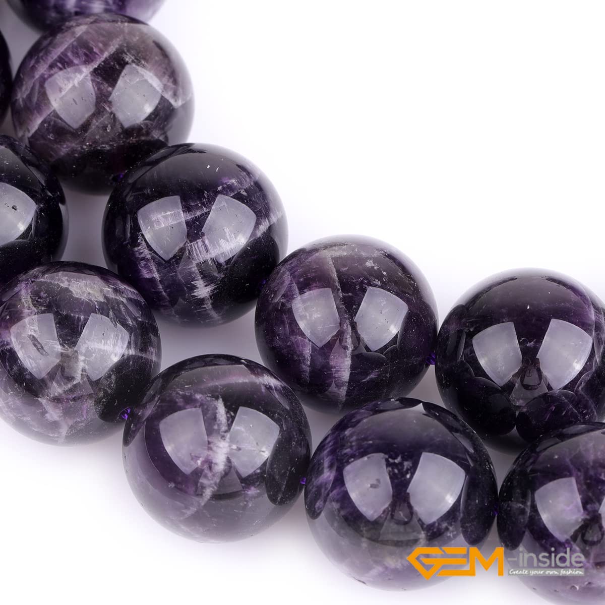 GEM-Inside Natural 18mm Amethyst Gemstone Loose Beads Round Crystal Energy Stone Power for Jewelry Making 15"