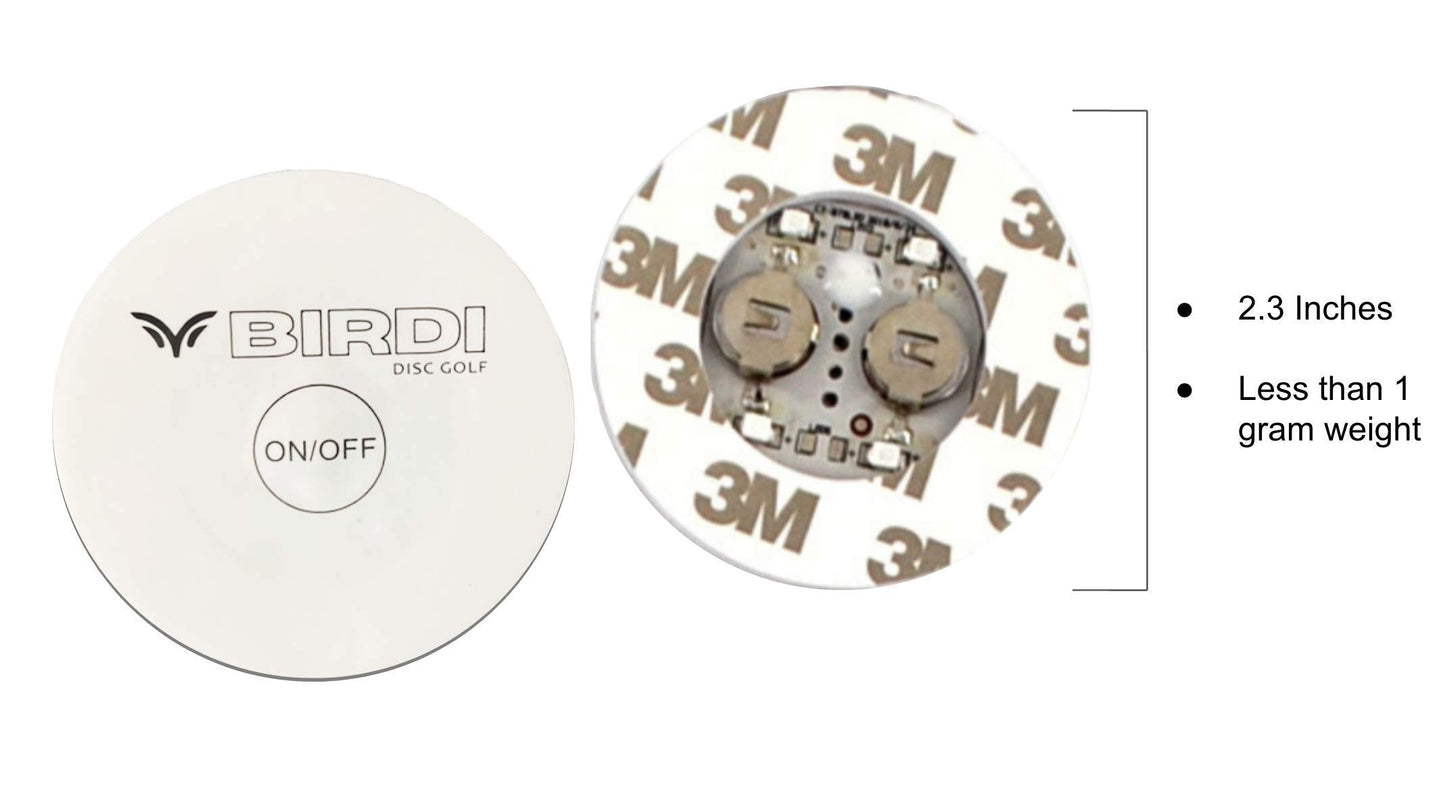 Birdi Disc Golf - Disc Golf Lights - LED - Flat Circular Quad-Lite LED Disc Golf Lights-Very Bright- Glow Disc Golf - Night Disc Golf - 8 Pack (Multi)