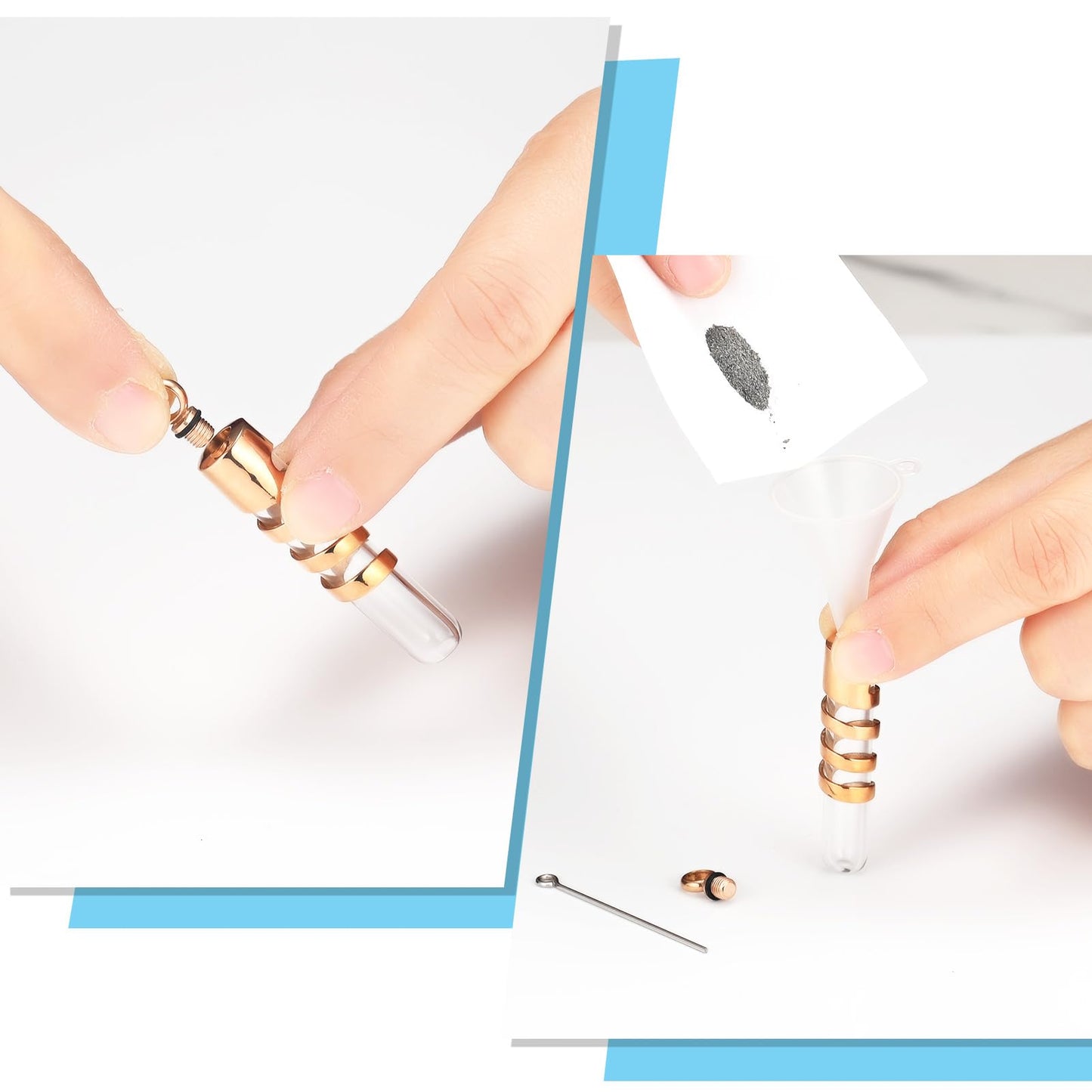 Oinsi Clear Glass Tube Cremation Urn Jewelry Ashes Holder Necklace Keepsake Memorial Pendant Including Box/Fill Kits