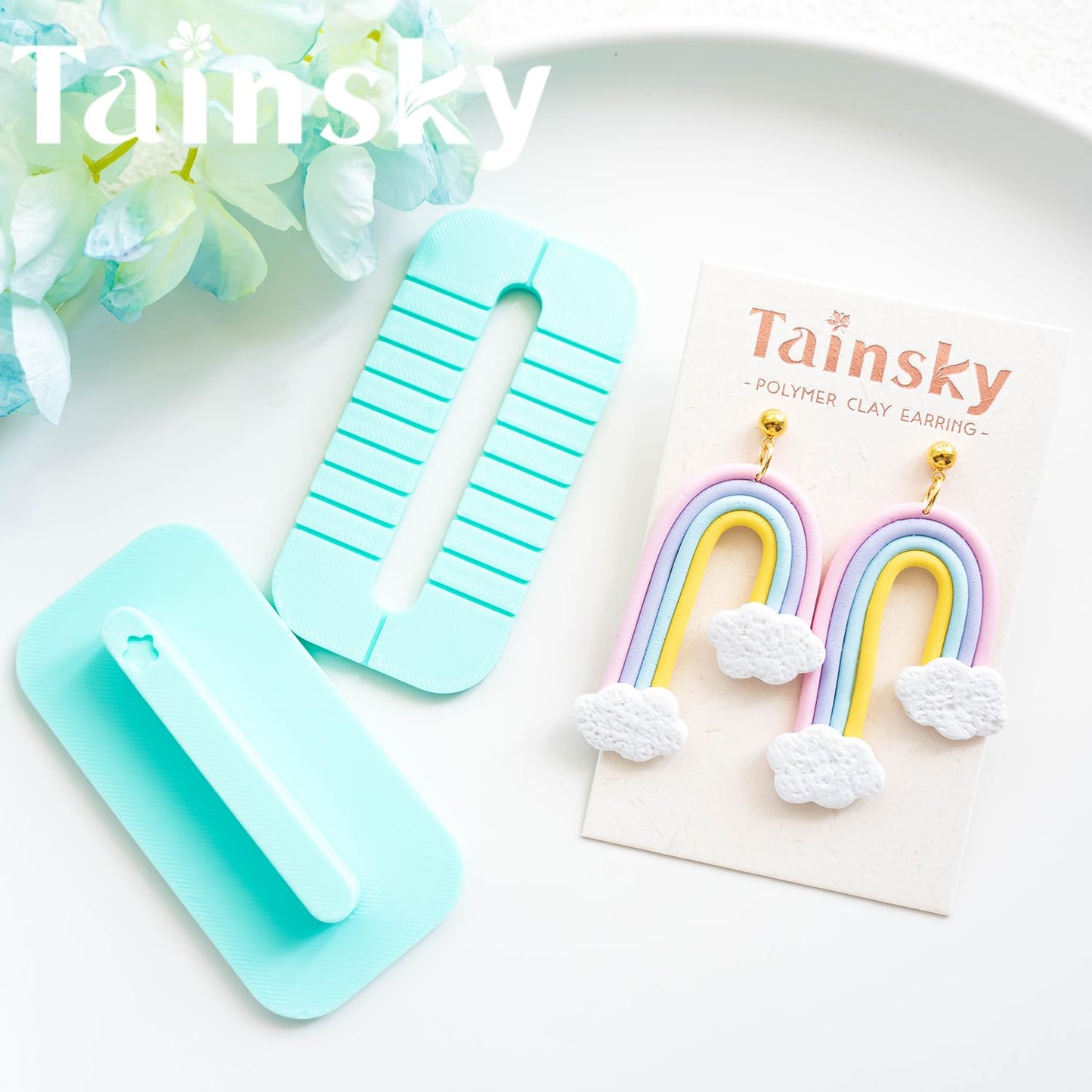 Tainsky Rainbow Guide Polymer Clay Tools, 8 Shapes Rainbow Shaper Polymer Clay Cutters, Rainbow Guide Earring Guide for Polymer Clay Earrings